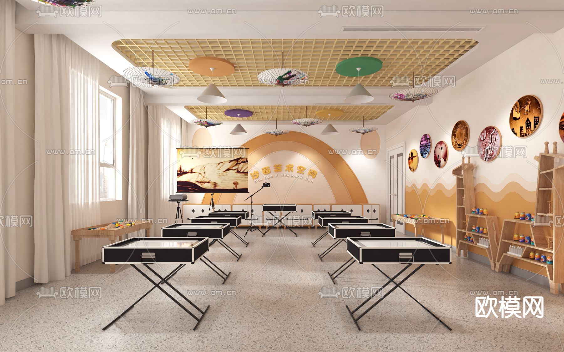 沙画培训班 沙画室3d模型下载