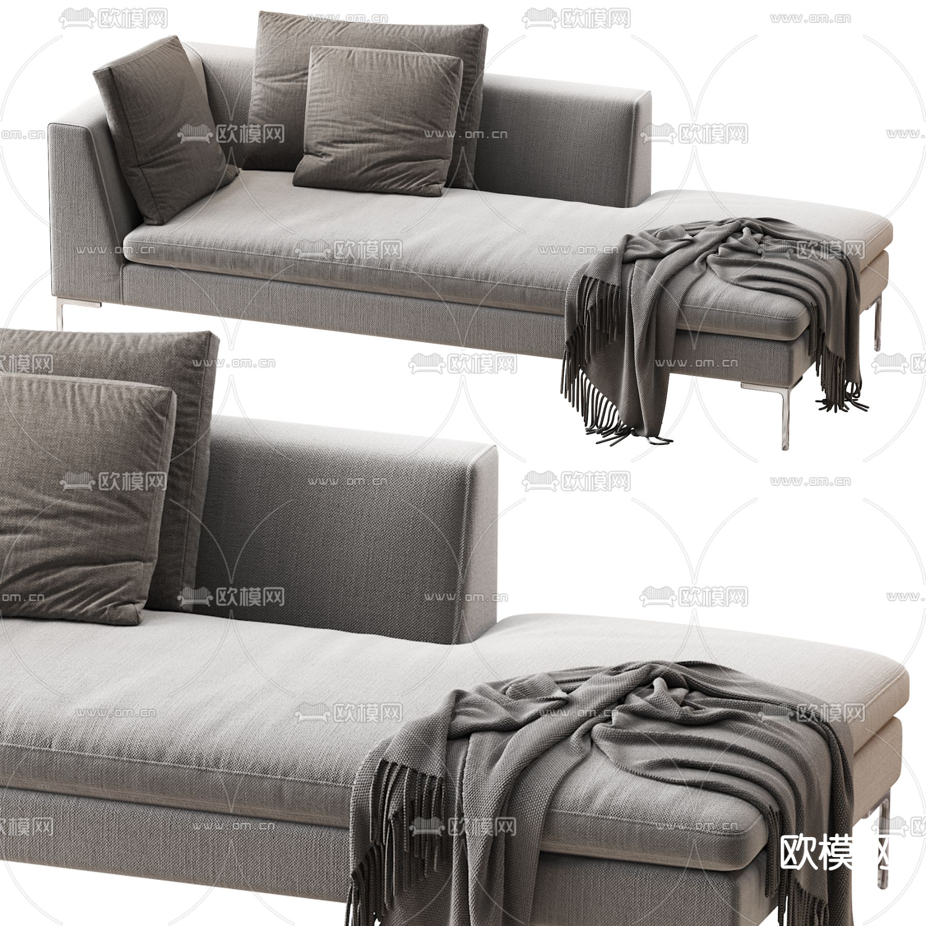 现代贵妃椅3d模型下载（渲染图1）