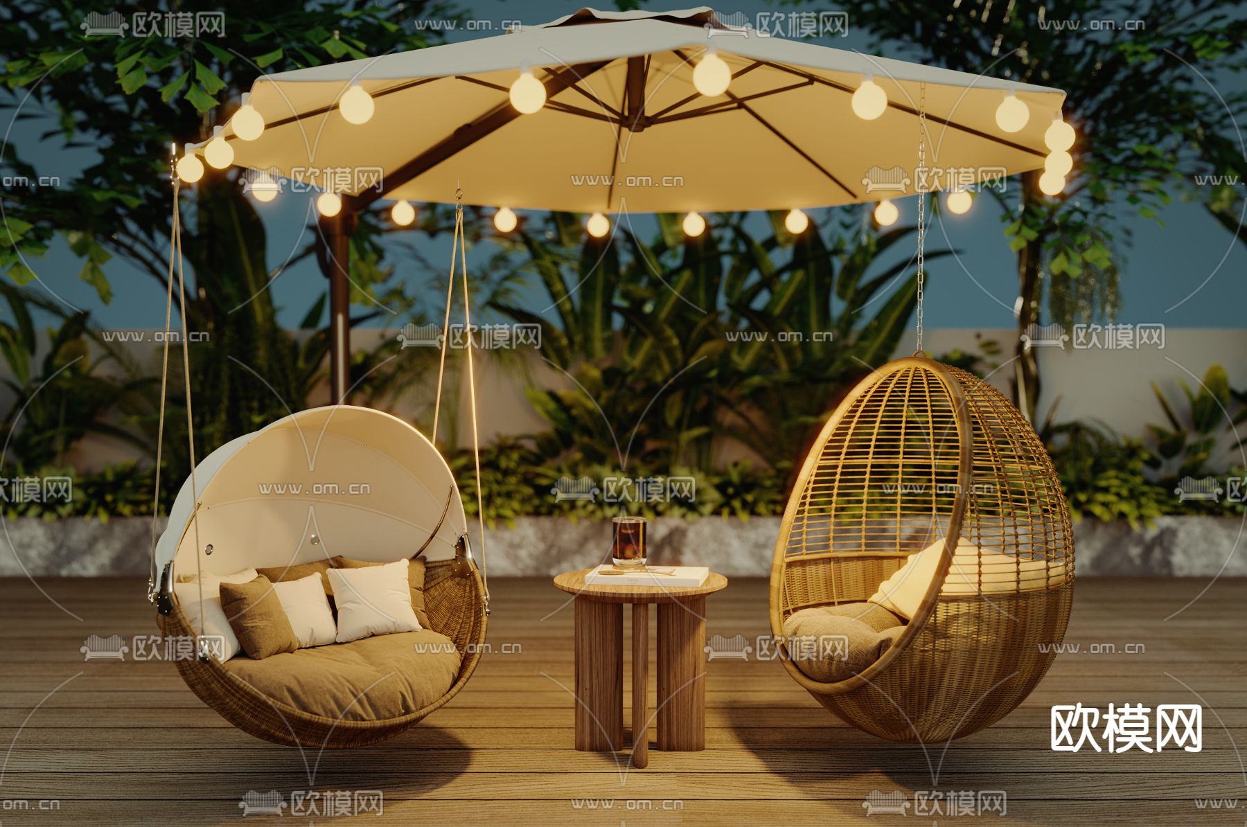 现代吊椅su模型下载（渲染图1）