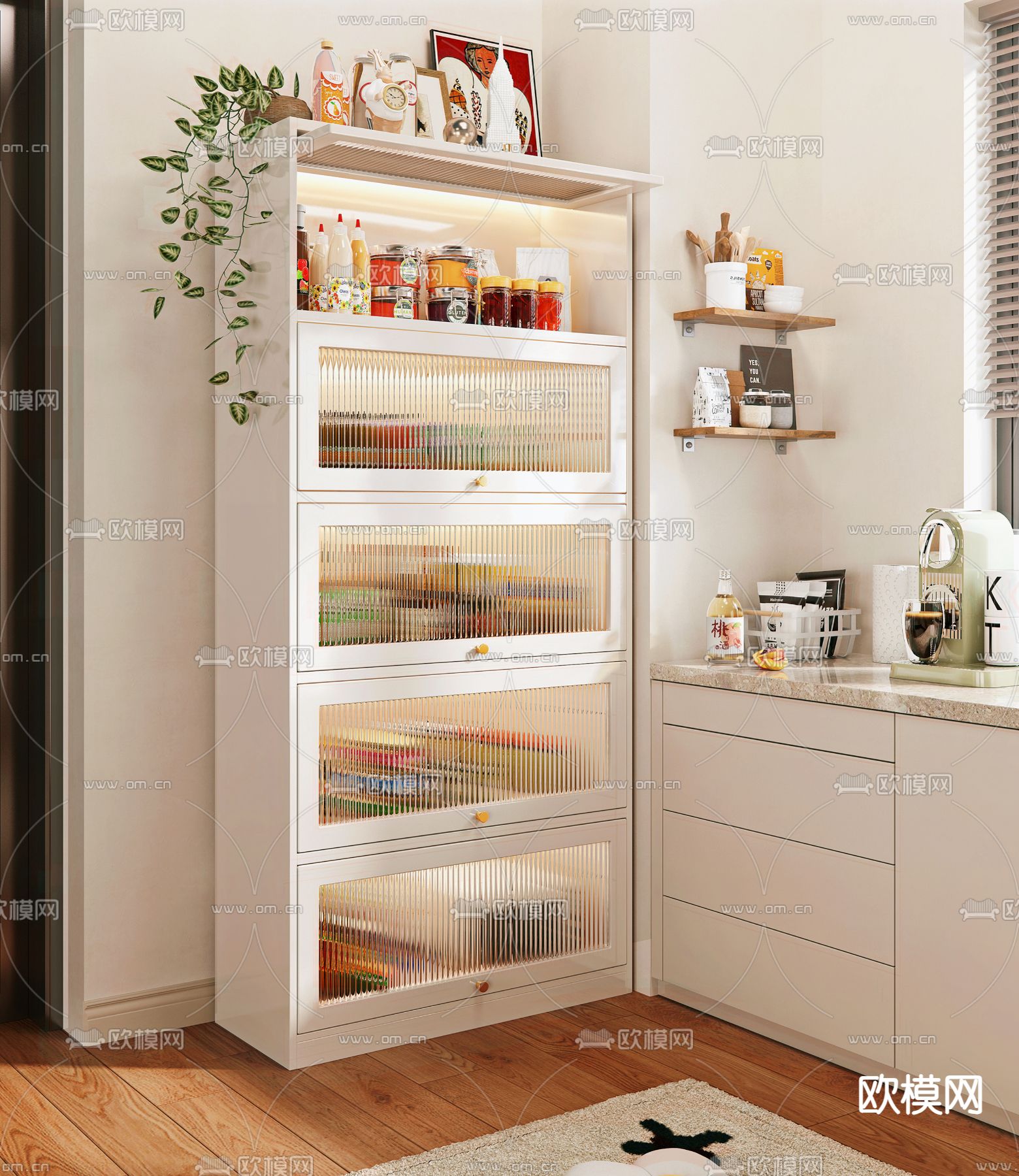 北欧储物柜su模型下载（渲染图1）