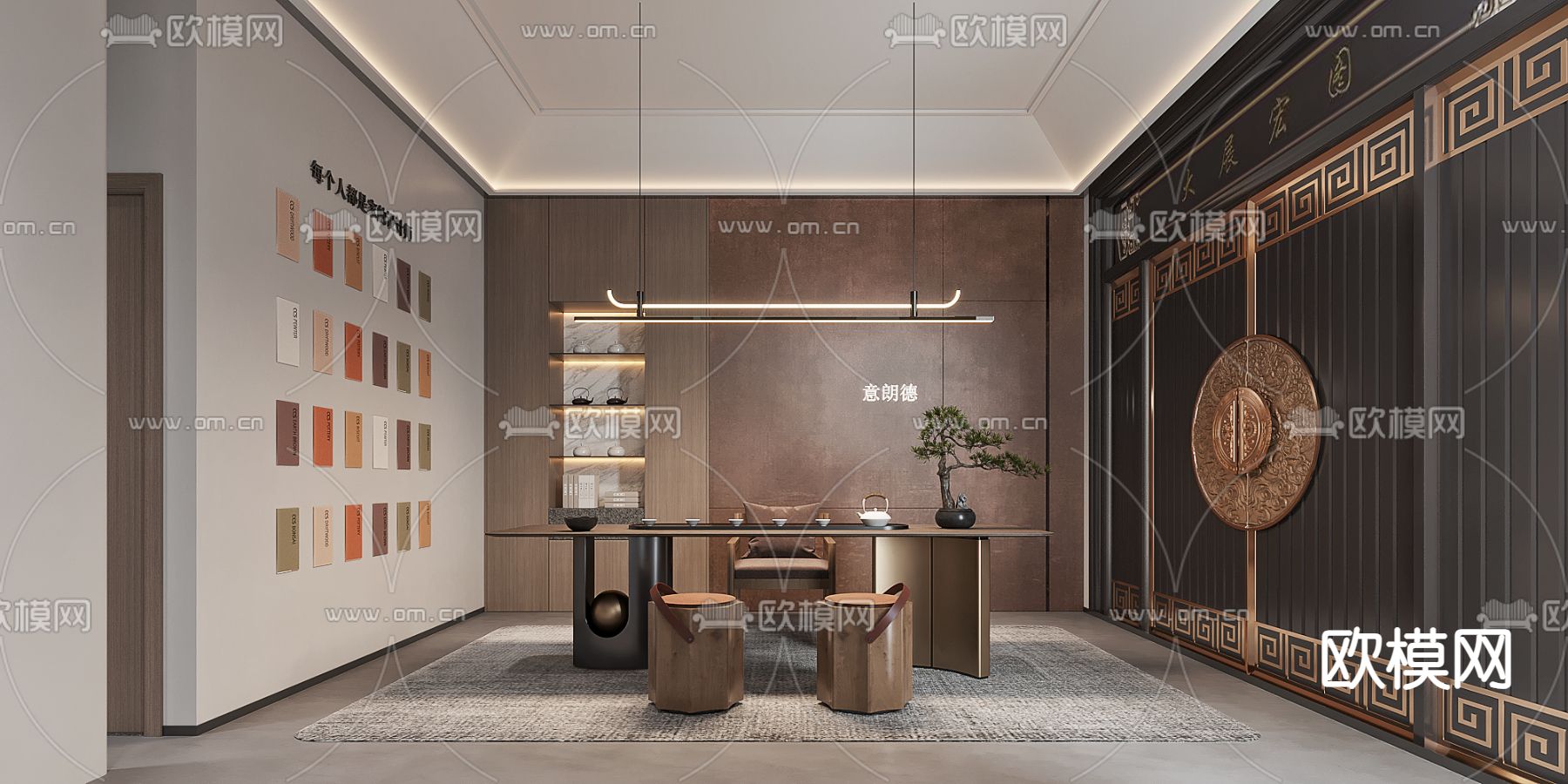 新中式茶馆 茶室3d模型下载