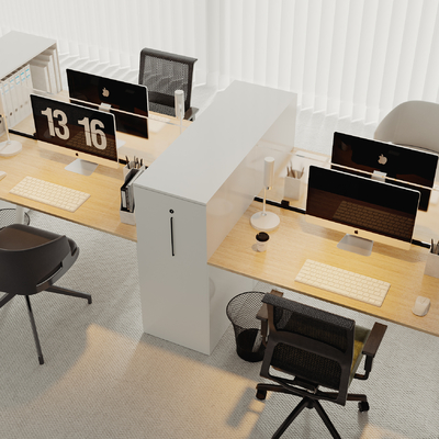  屏风卡位 办公桌椅su模型 