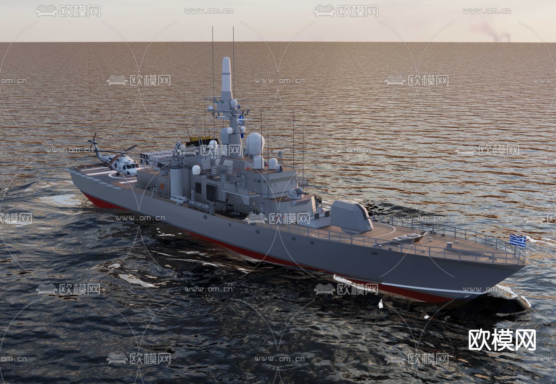 海军导弹护卫舰su模型下载（渲染图2）