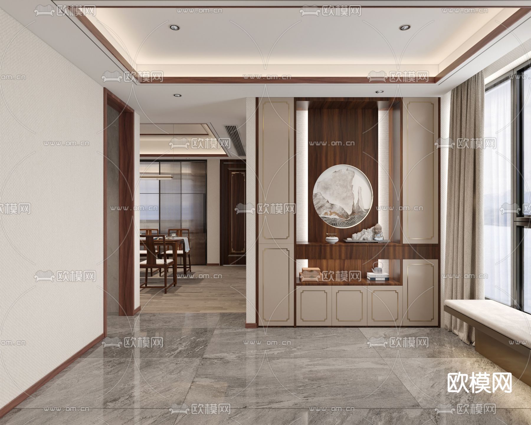 新中式门厅 入户玄关3d模型下载