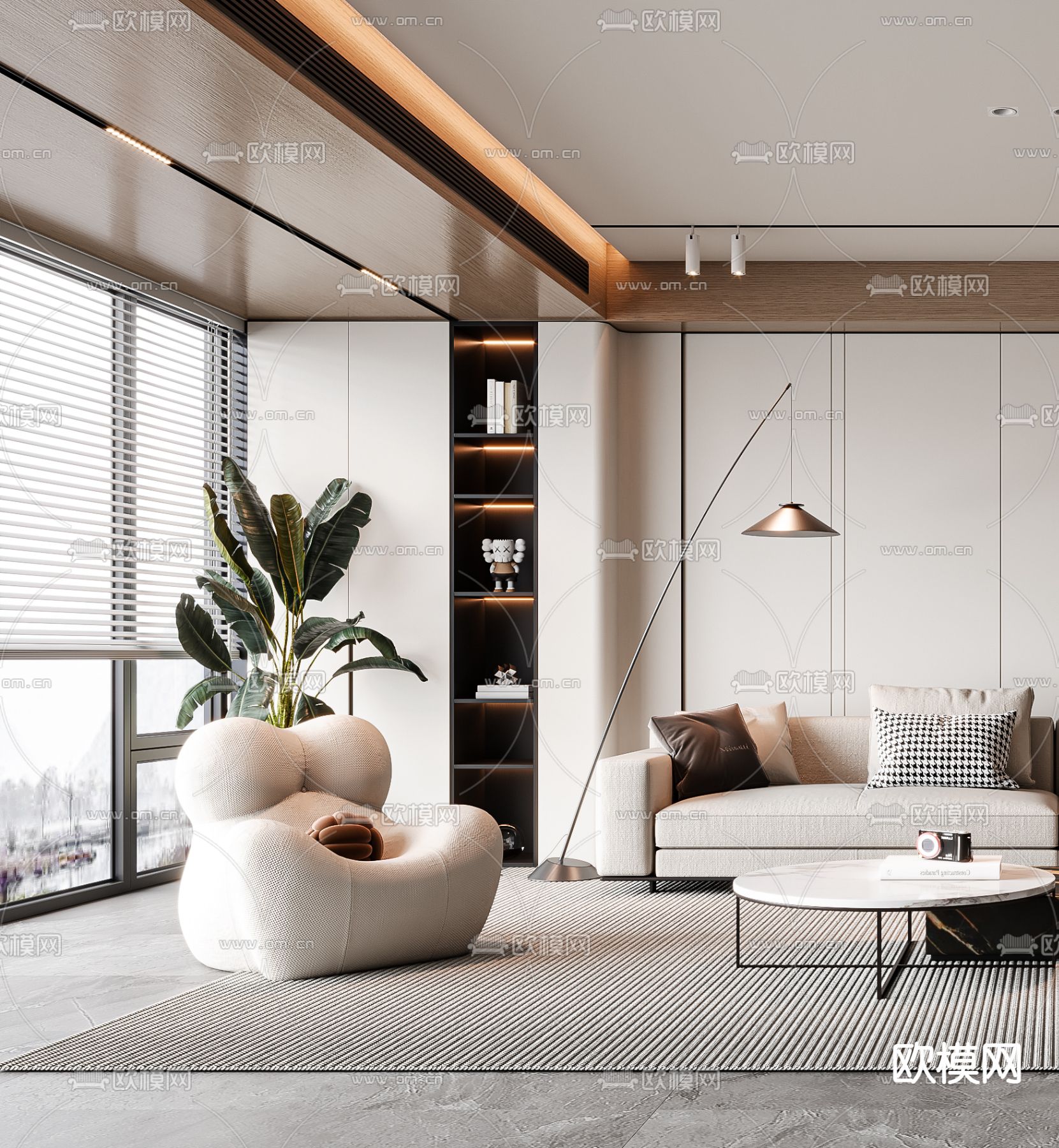 现代客厅3d模型下载（渲染图2）