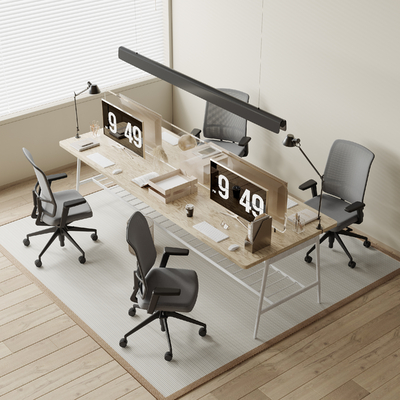  屏风卡位 办公桌椅su模型 