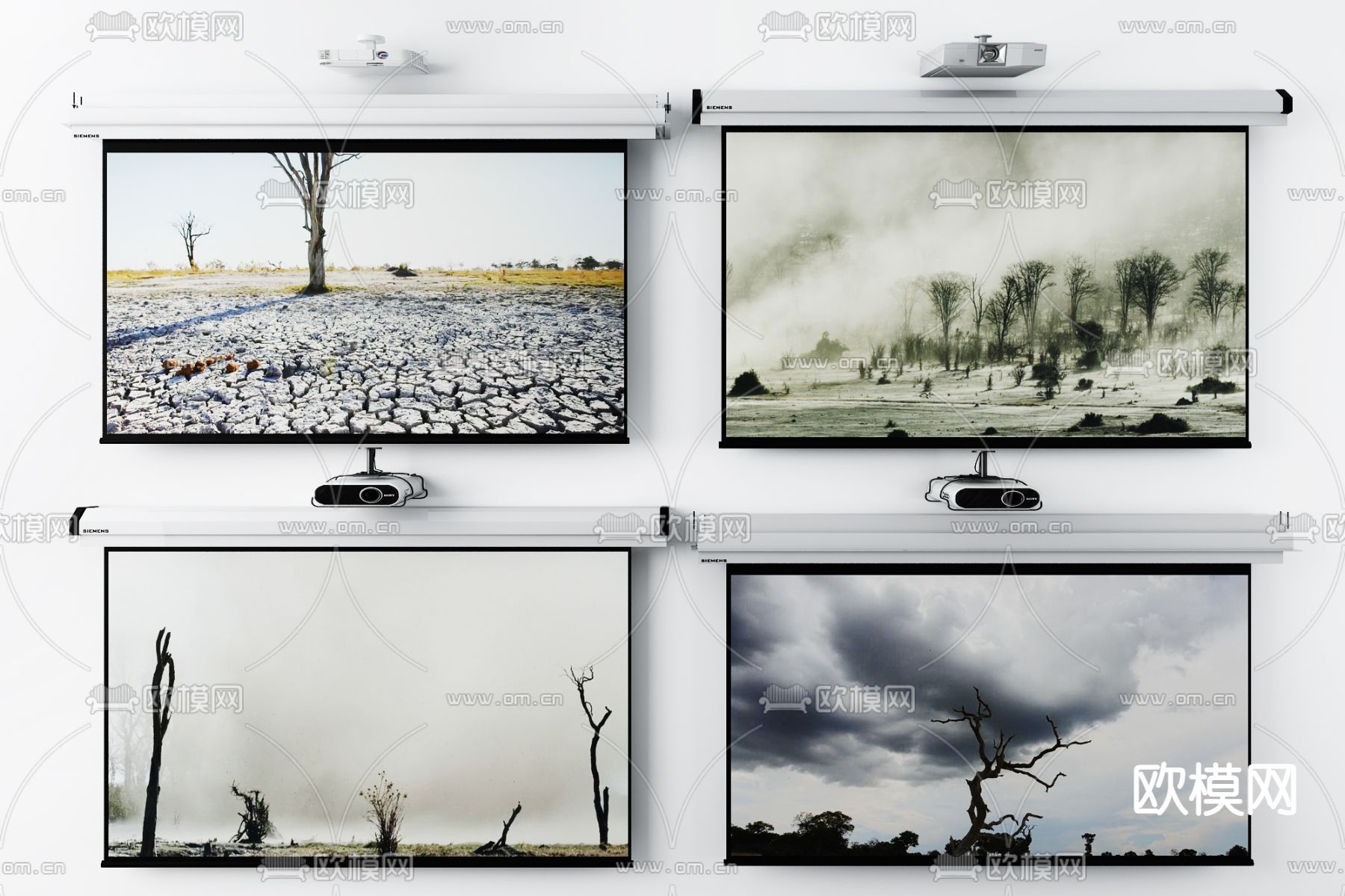 投影仪 投影幕布3d模型下载