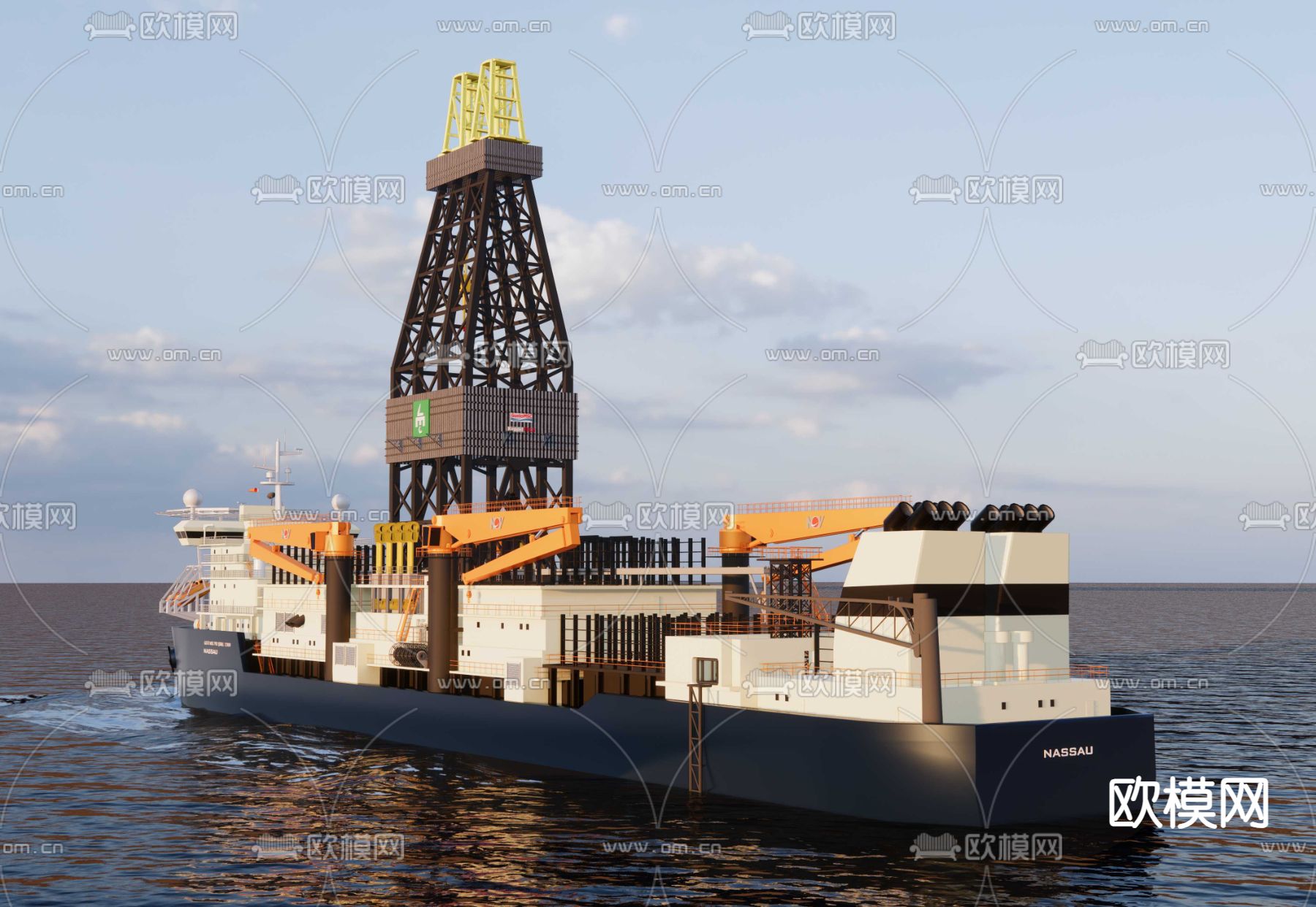 石油钻井船su模型下载（渲染图3）