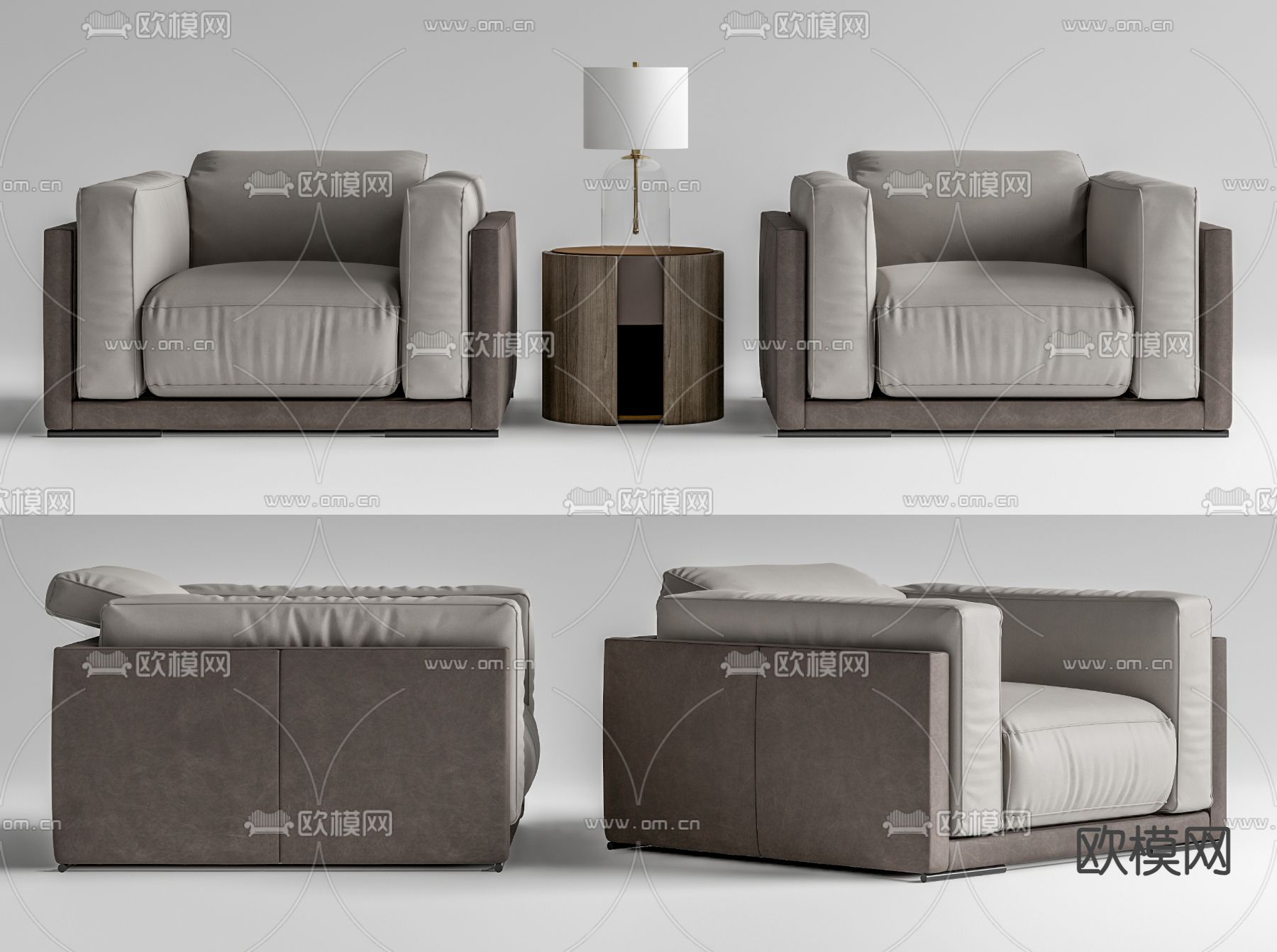 现代办公沙发su模型下载（渲染图1）