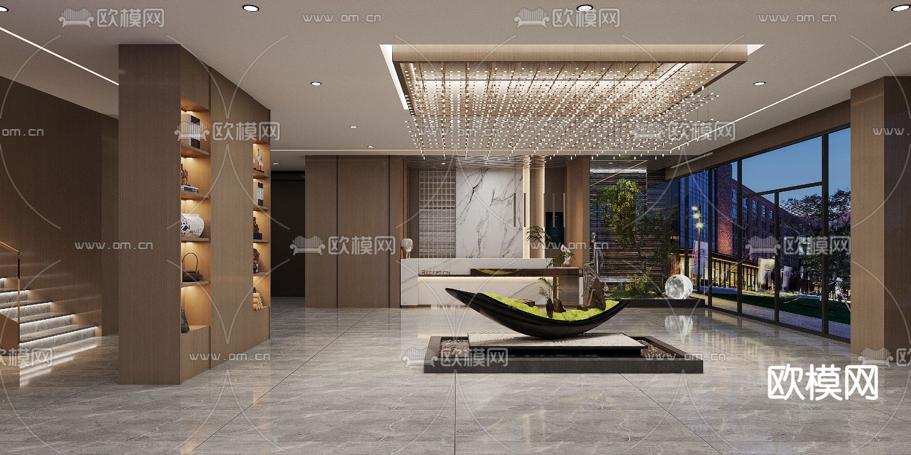 酒店大堂 前台3d模型下载（渲染图2）