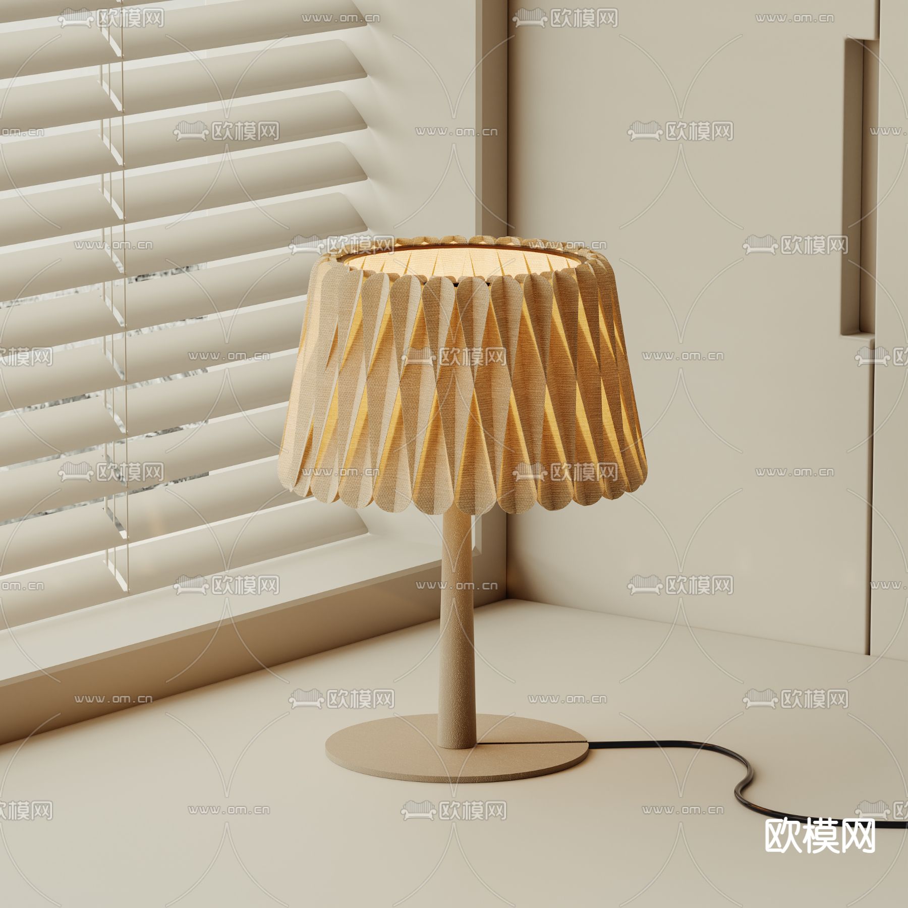 现代台灯su模型下载（渲染图1）