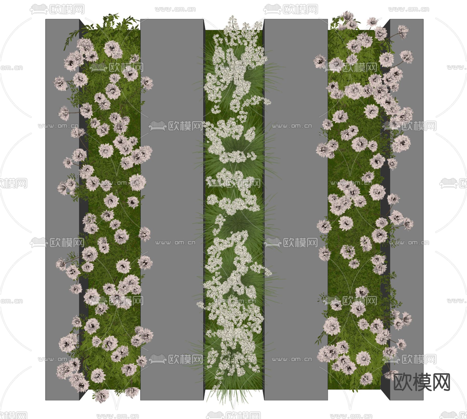 植物墙 背景墙su模型下载（渲染图2）