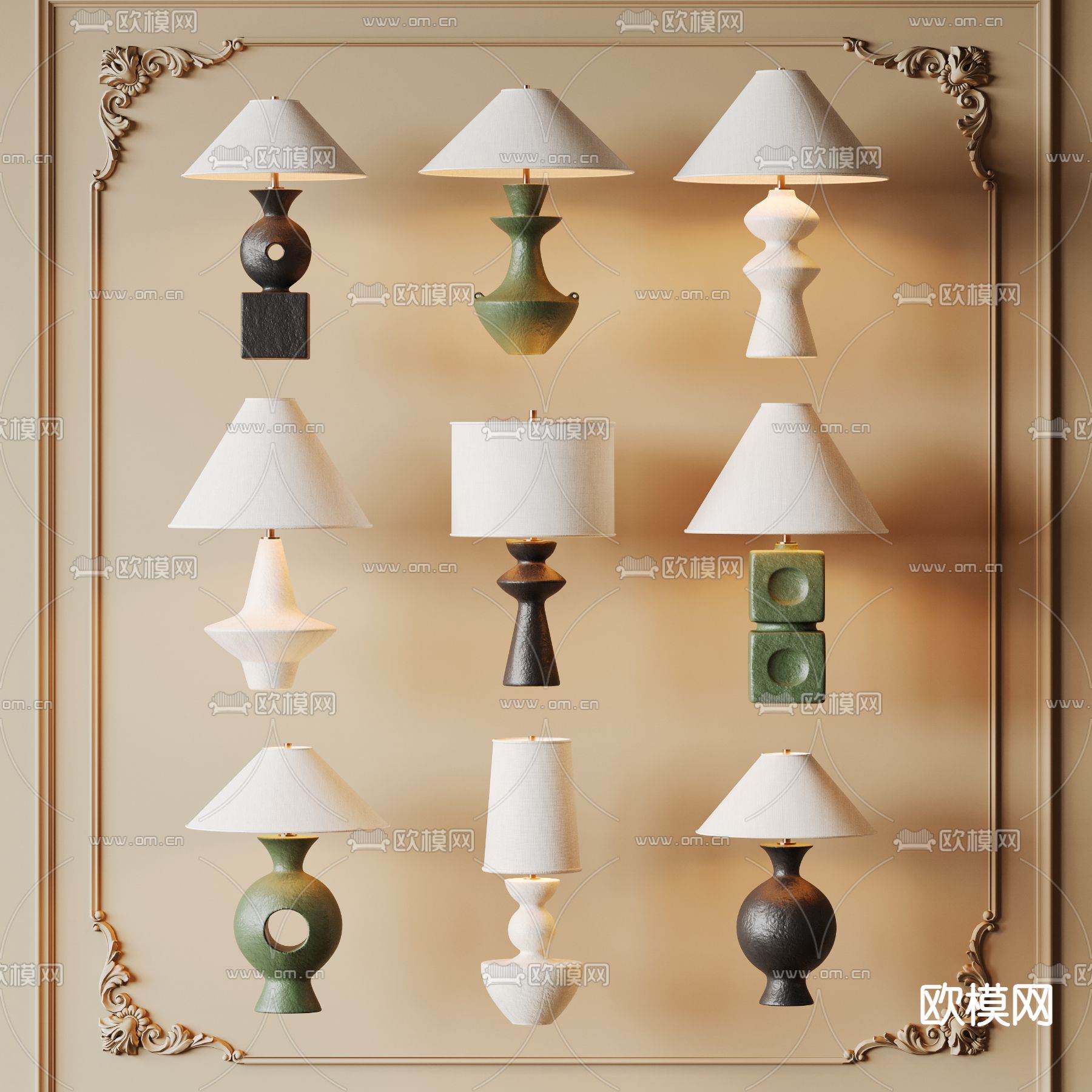 法式台灯3d模型下载