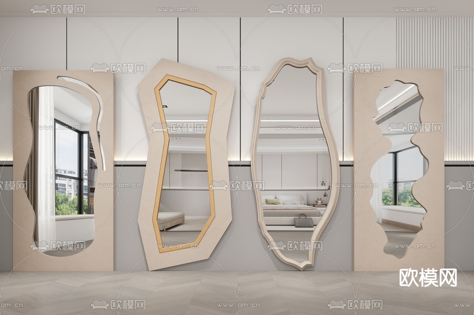 镜子 穿衣镜 全身镜 异形镜3d模型下载
