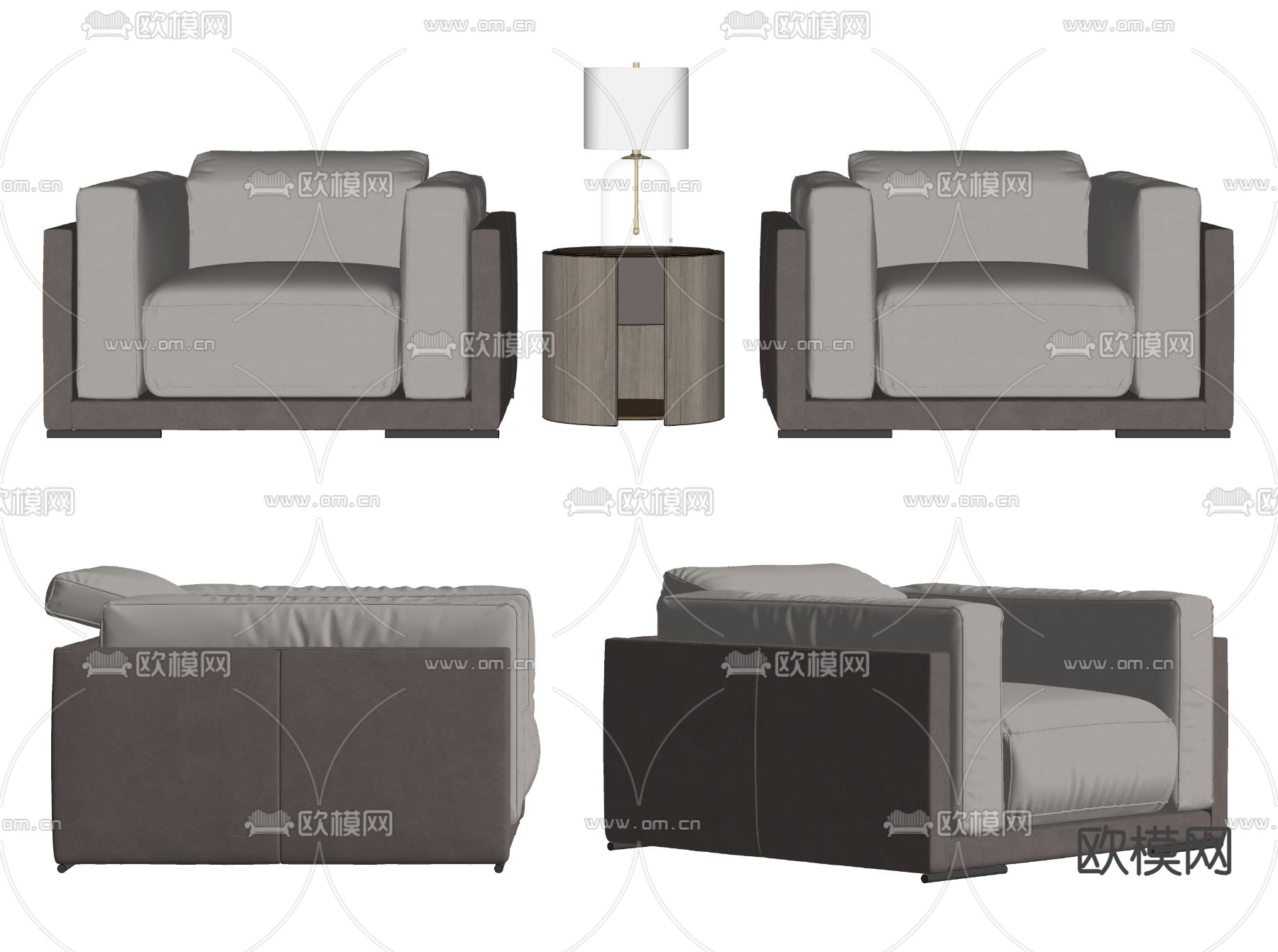 现代办公沙发su模型下载（渲染图2）