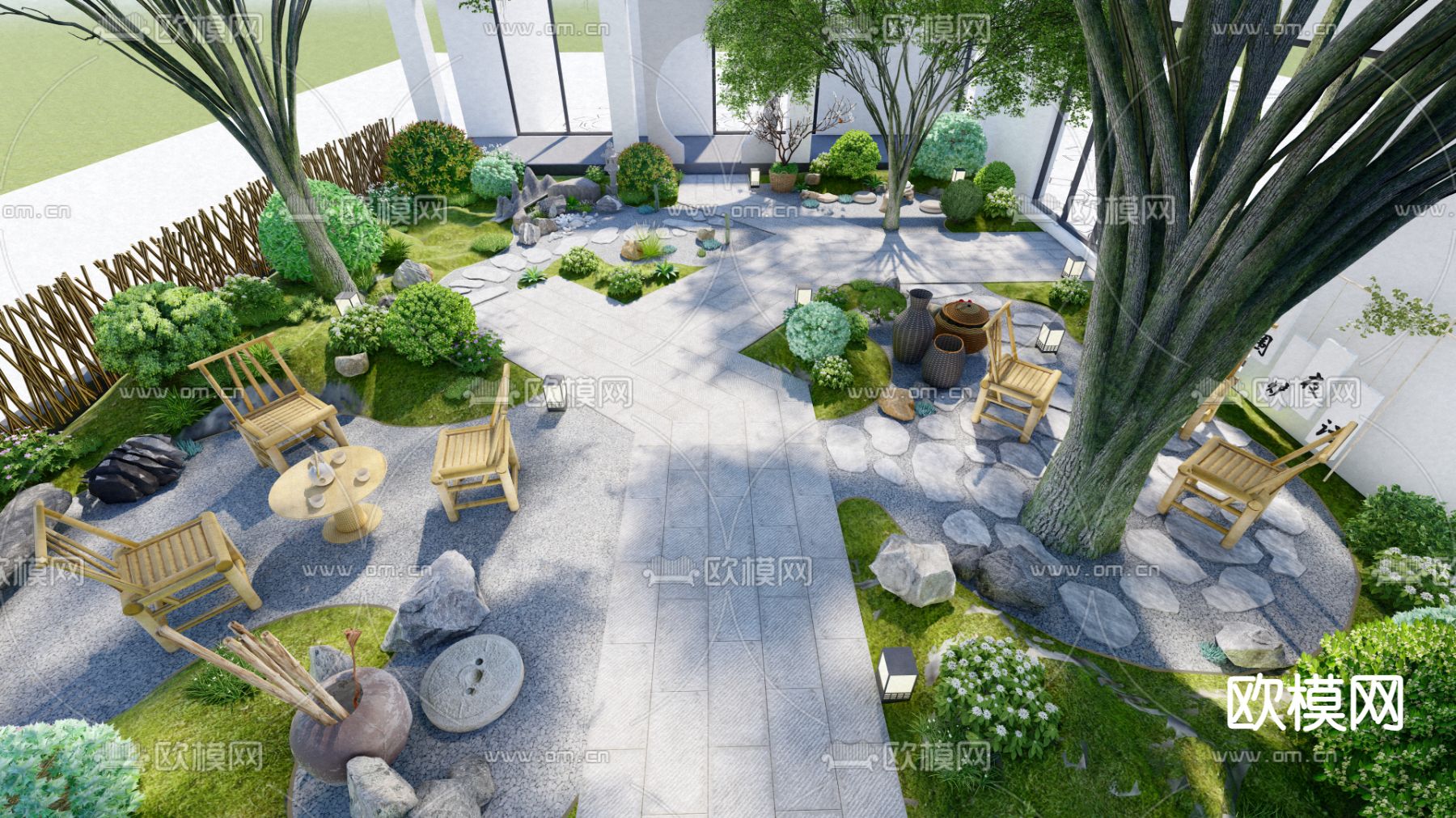 现代庭院su模型下载（渲染图1）