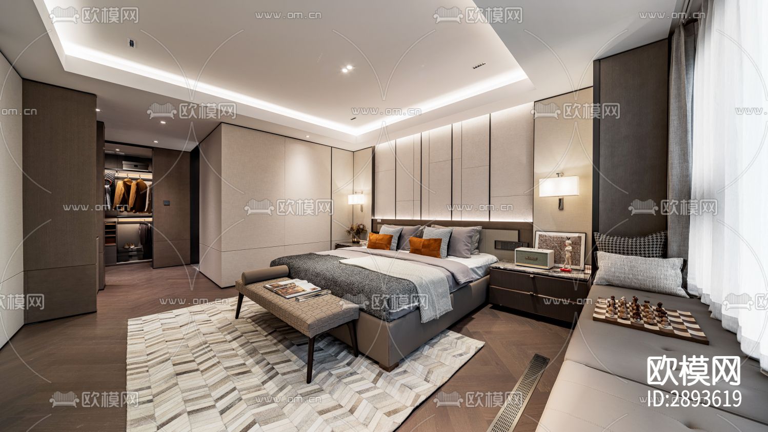 家装平层cad施工图下载（渲染图2）