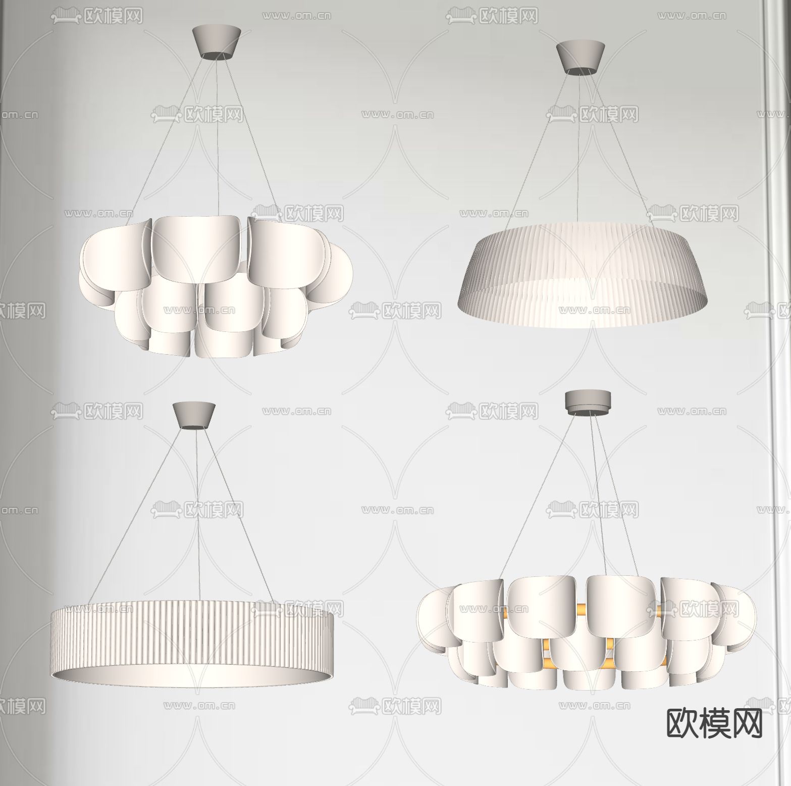 奶油风艺术吊灯su模型下载（渲染图2）