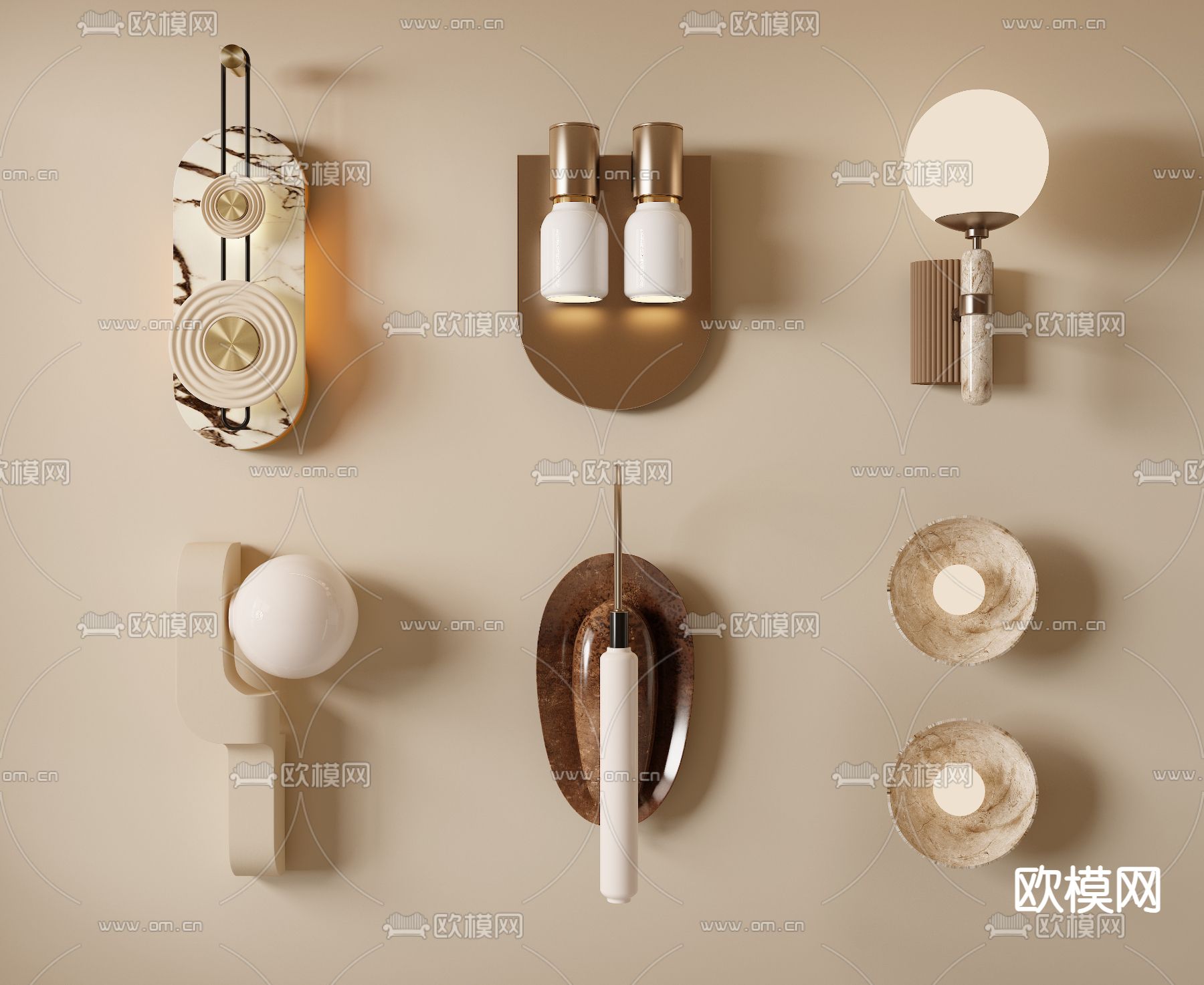 侘寂风壁灯3d模型下载