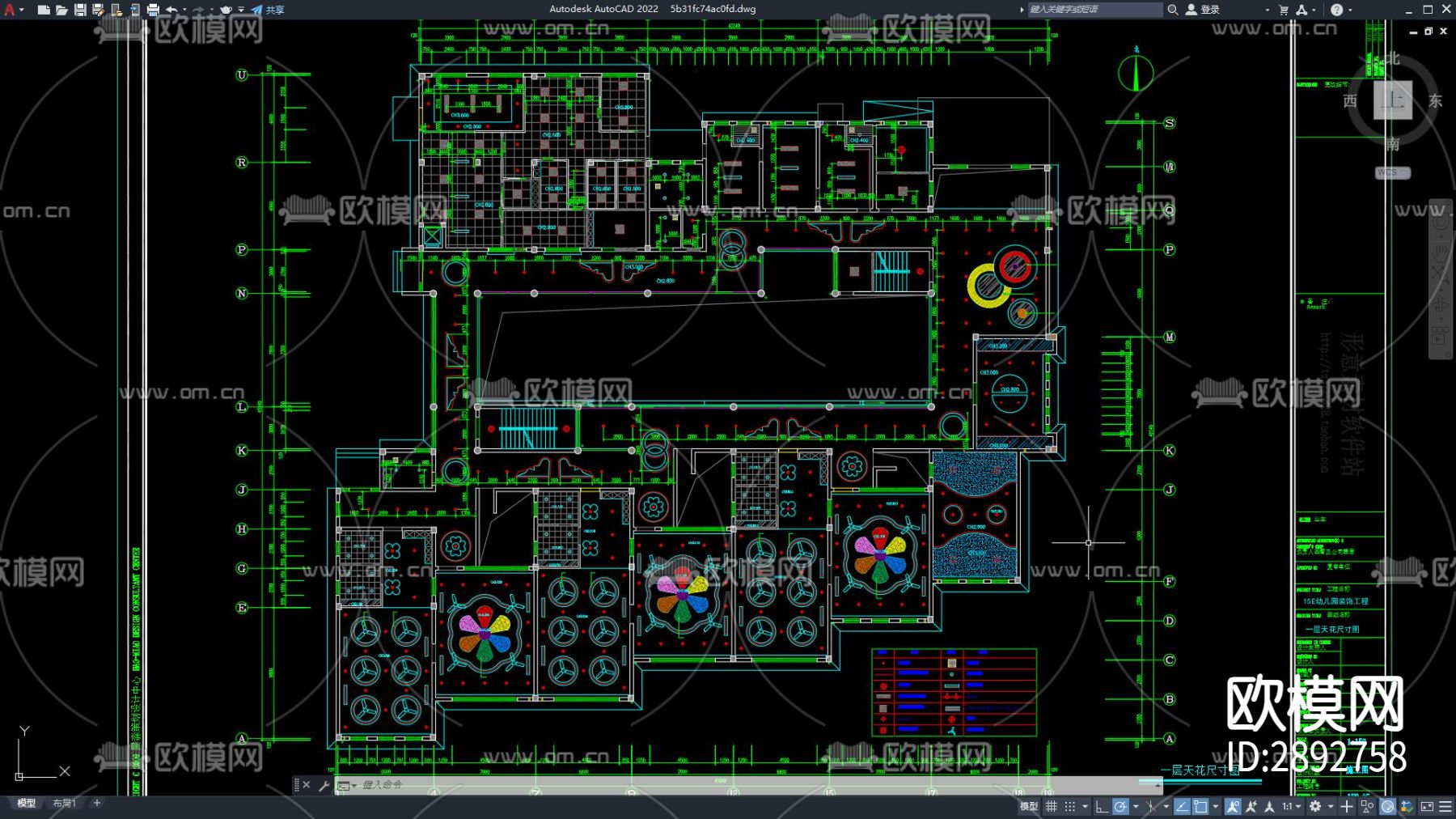 幼儿园cad平面图下载（渲染图7）