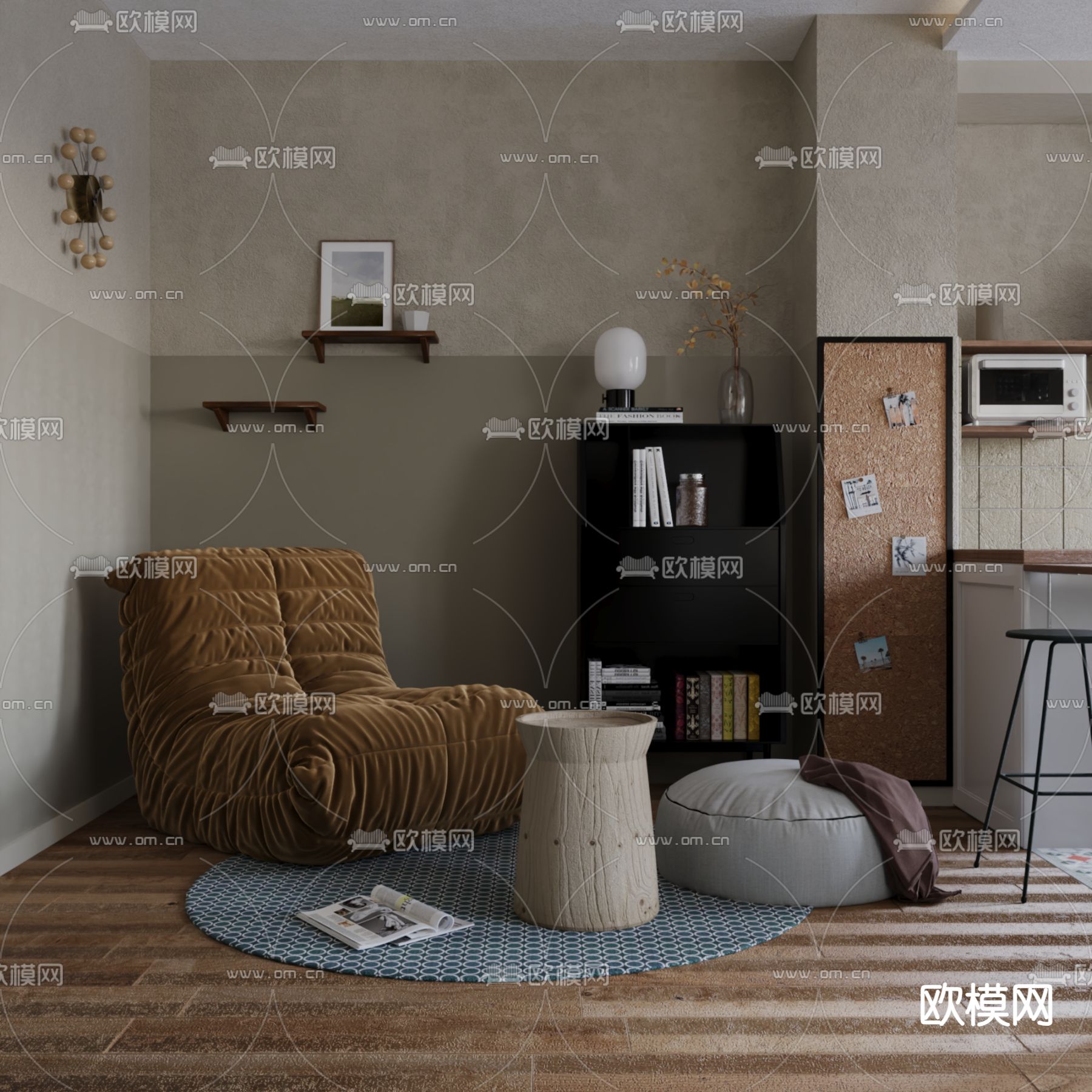 侘寂风厨房su模型下载（渲染图2）