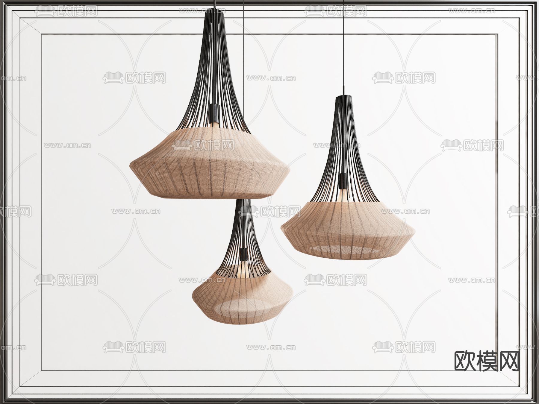 东南亚吊灯 布艺吊灯3d模型下载