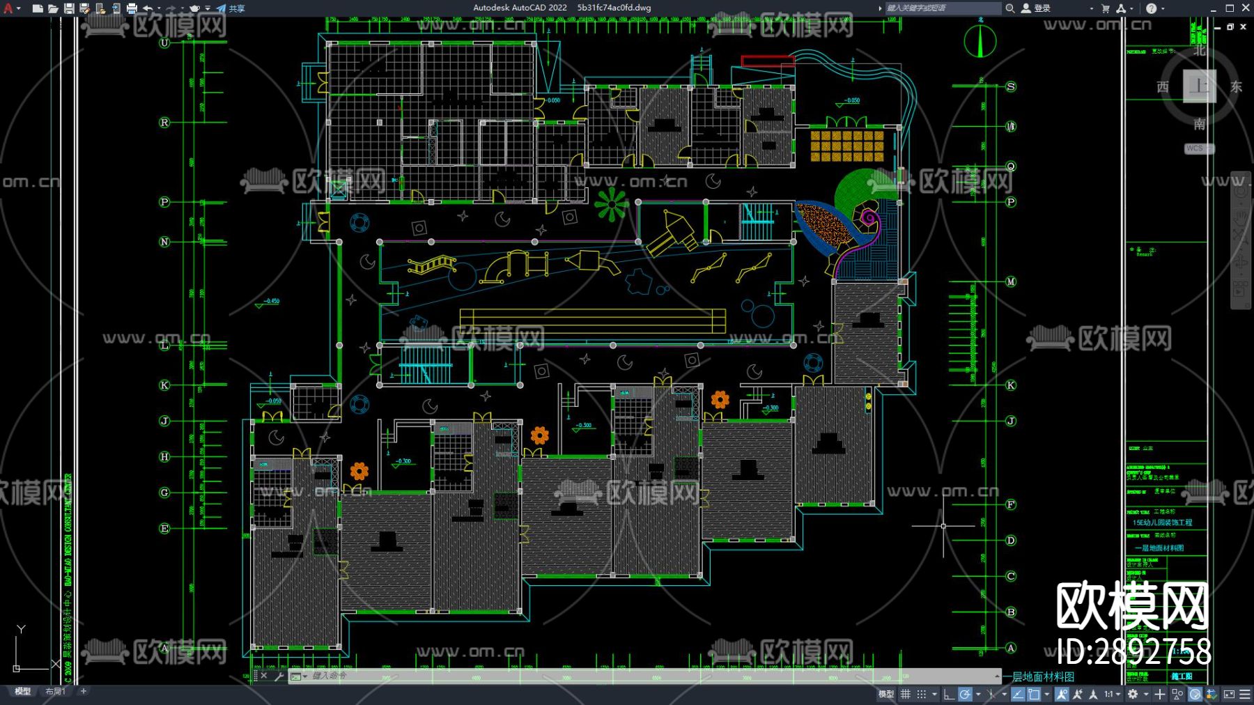 幼儿园cad平面图下载（渲染图8）