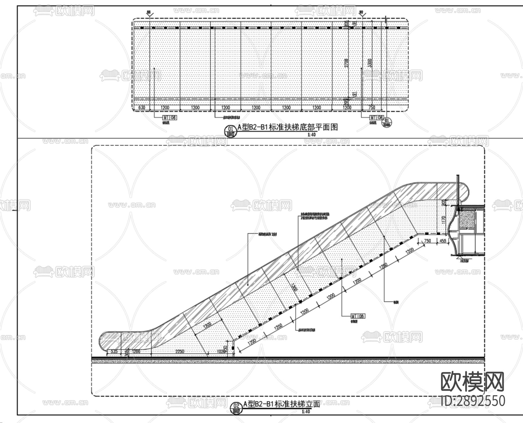 自动扶手电梯cad节点详图下载（渲染图6）