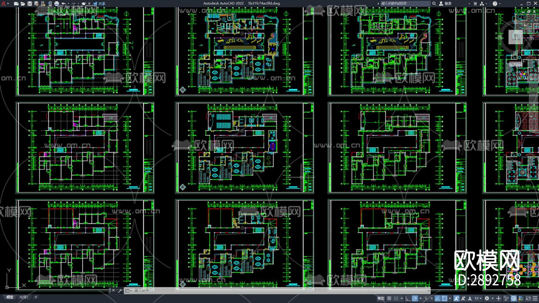 幼儿园cad平面图下载（渲染图2）