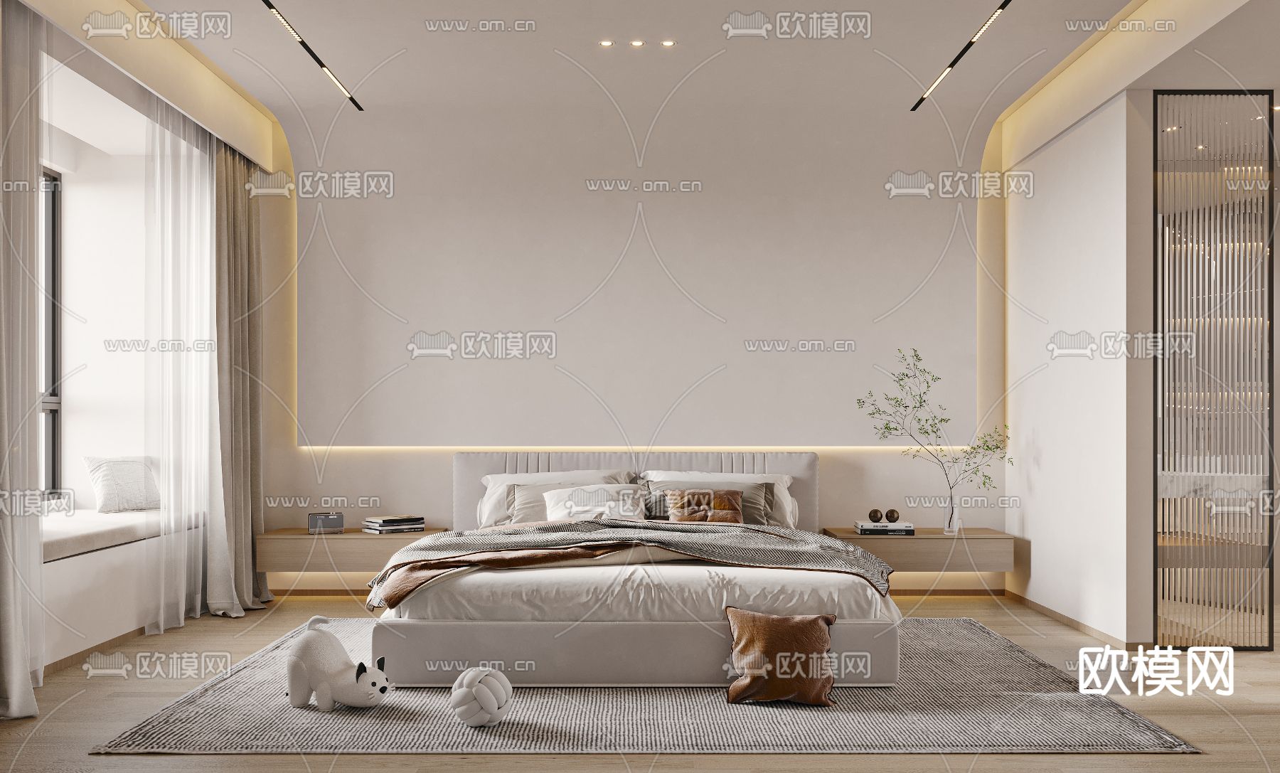 现代卧室 主人房3d模型下载