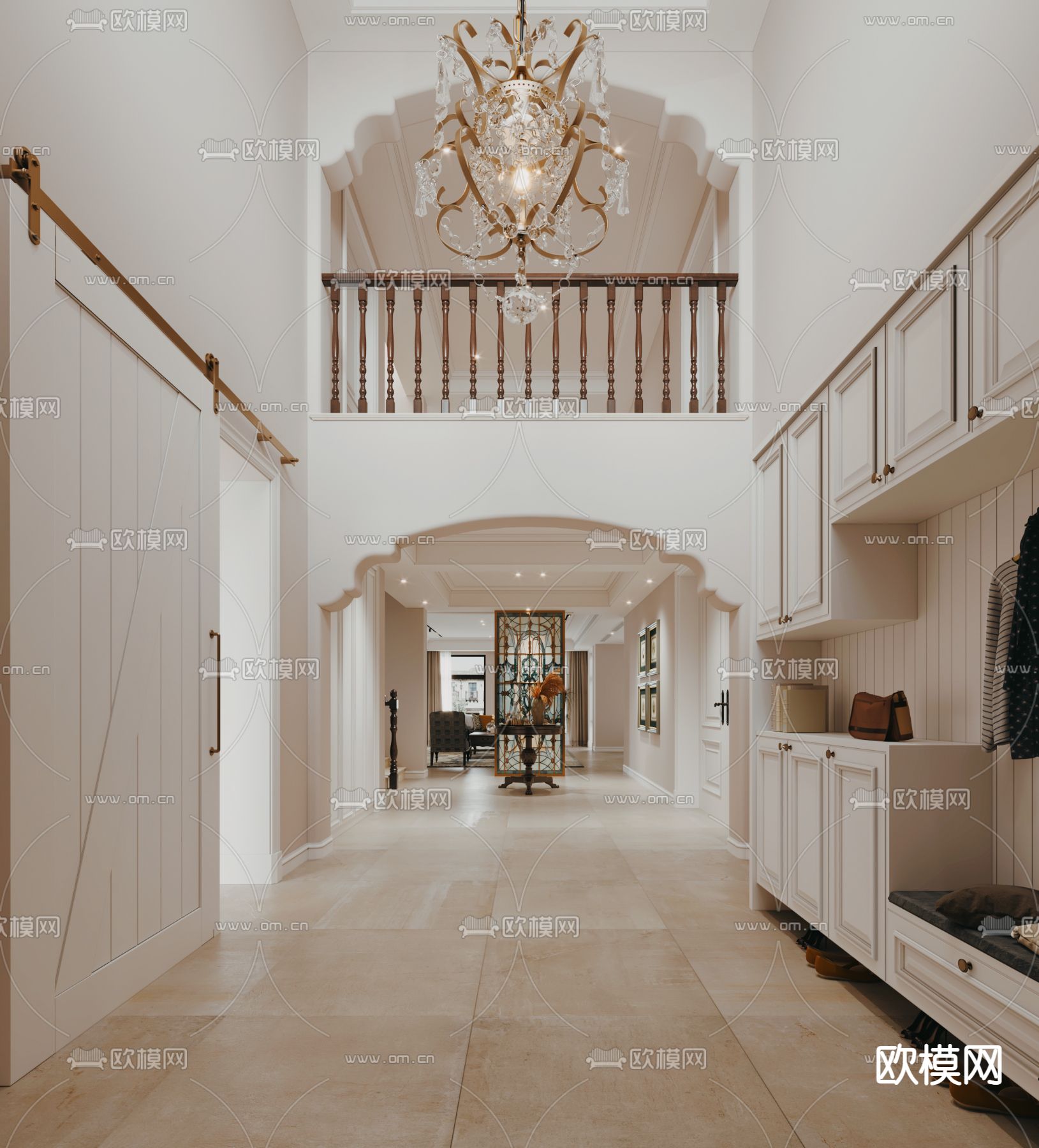 简欧玄关 过道 走廊3d模型下载