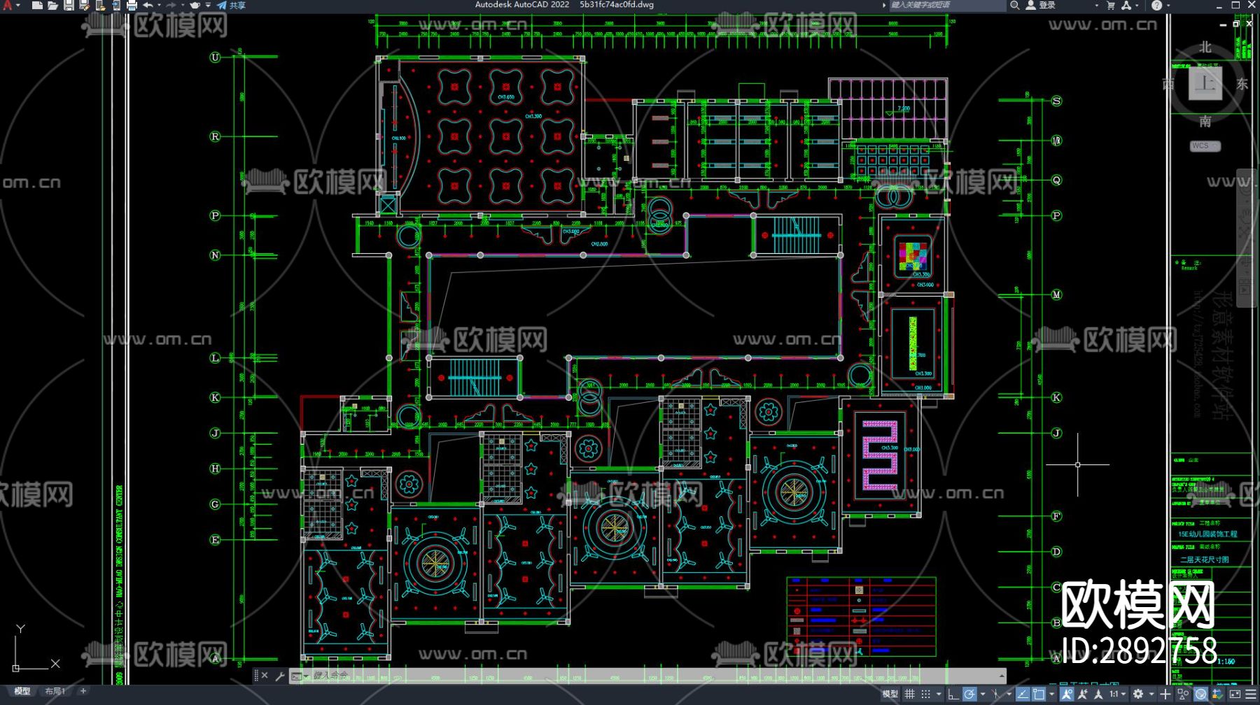 幼儿园cad平面图下载（渲染图6）