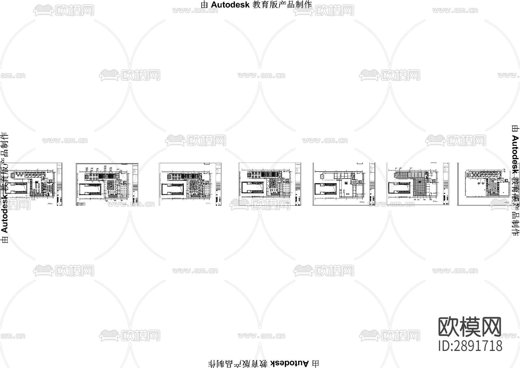 餐厅cad平面图下载（渲染图3）