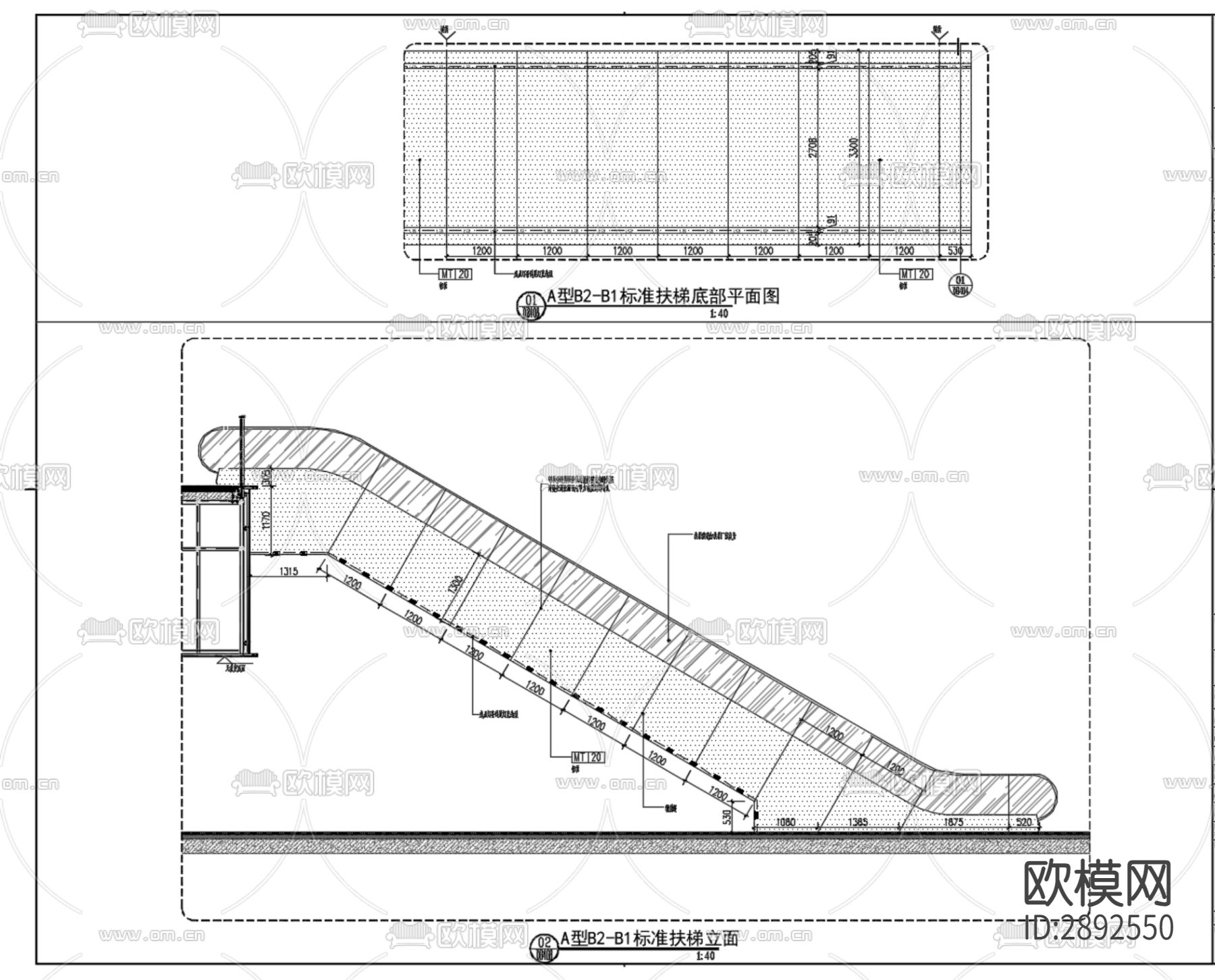 自动扶手电梯cad节点详图下载（渲染图4）