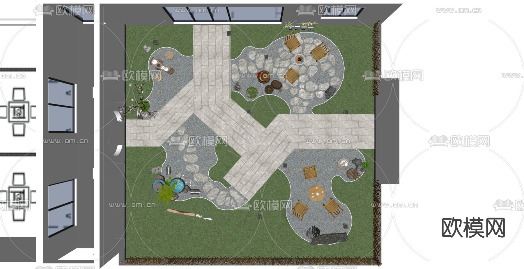 现代庭院su模型下载（渲染图5）