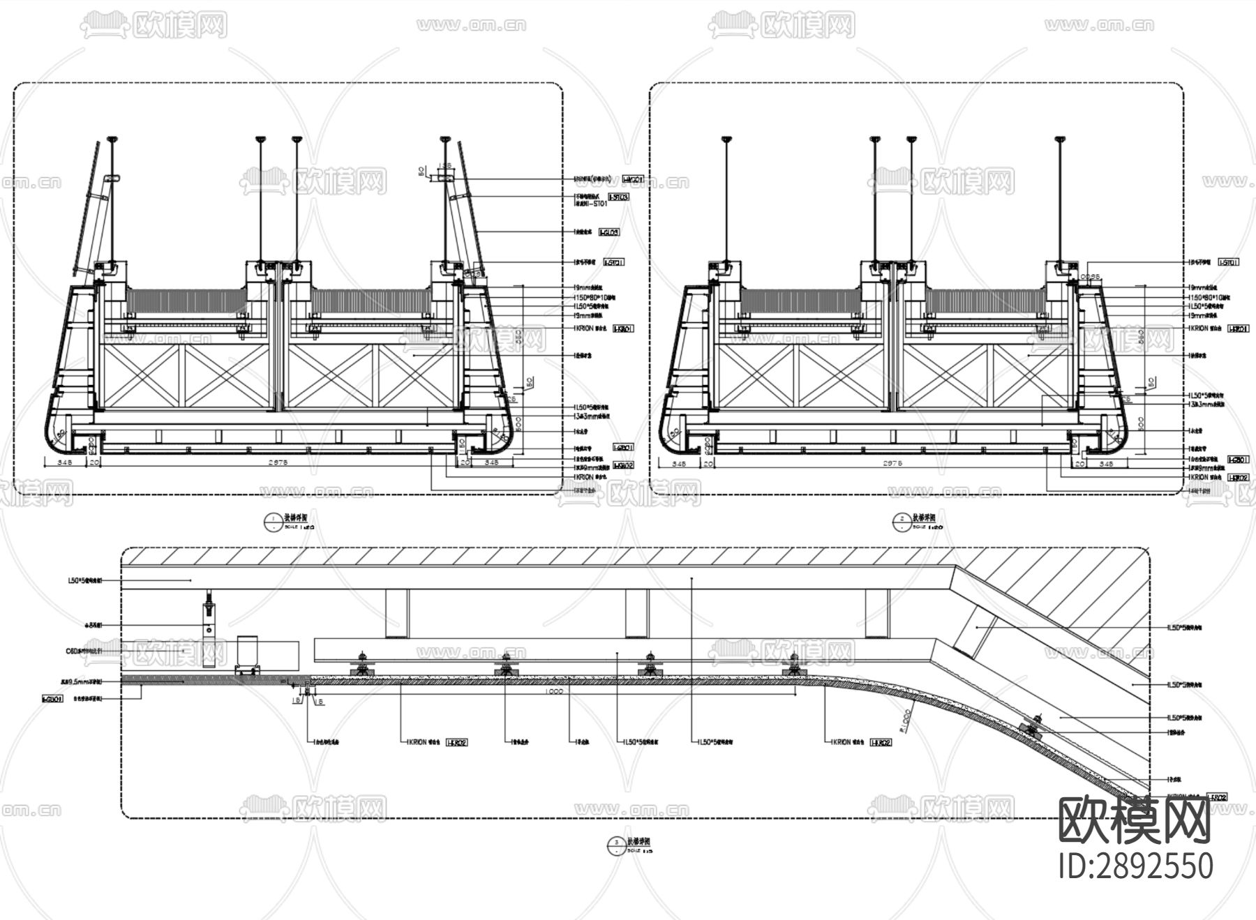 自动扶手电梯cad节点详图下载（渲染图8）