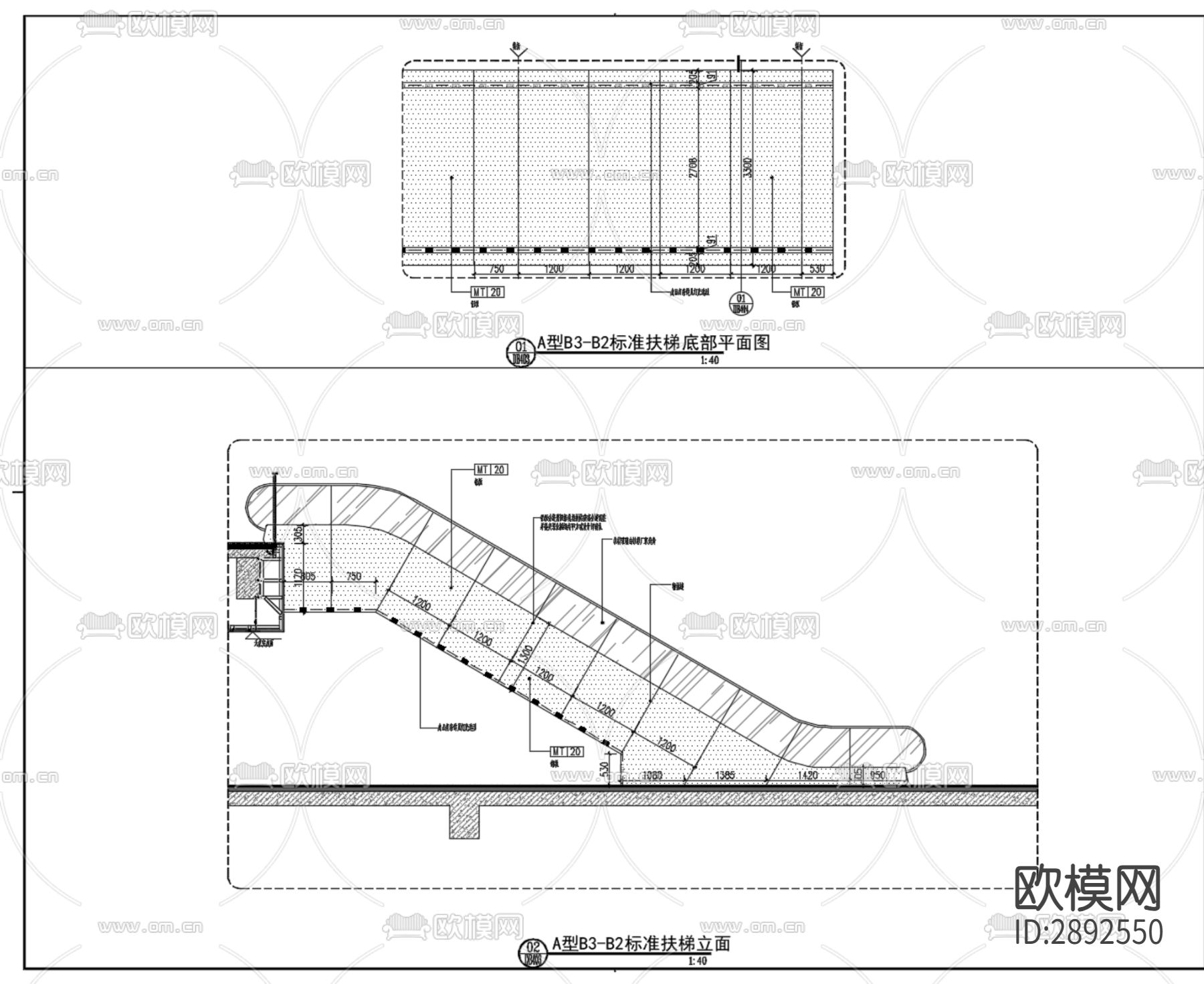 自动扶手电梯cad节点详图下载（渲染图3）