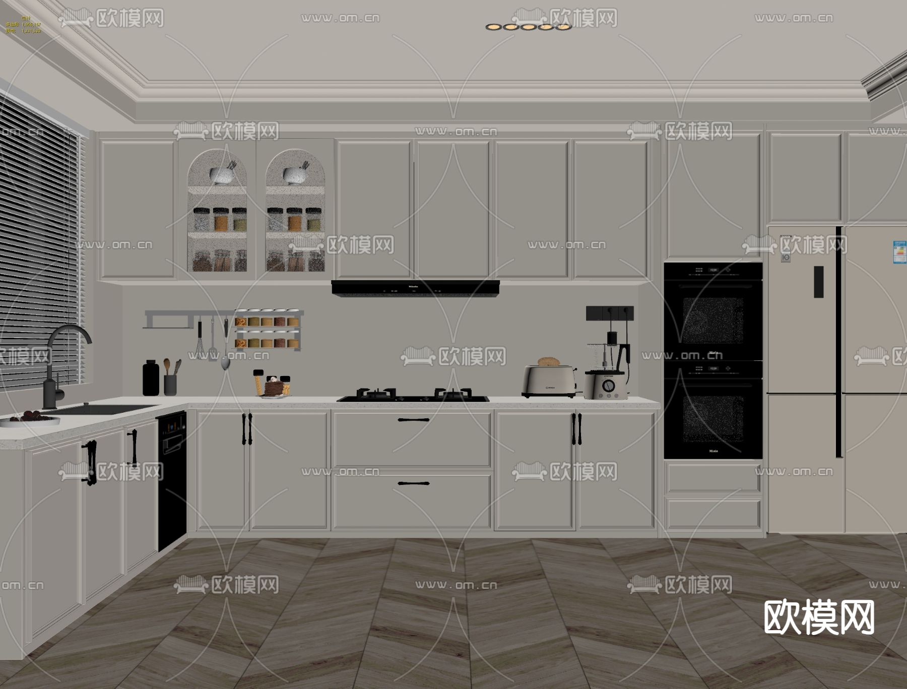 法式厨房su模型下载（渲染图2）