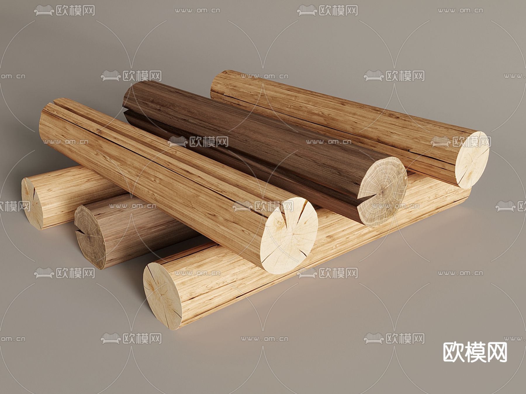 现代木头 干柱子 木梁su模型下载（渲染图1）