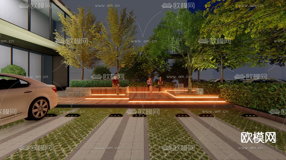 现代小区景观su模型下载(渲染图1)
