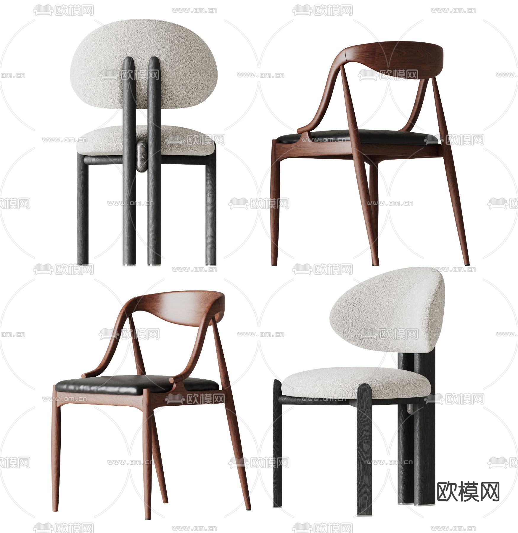 侘寂椅子 餐椅3d模型下载