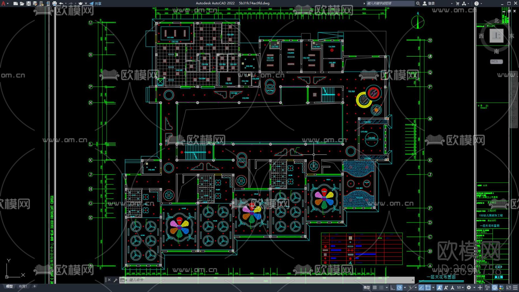 幼儿园cad平面图下载（渲染图3）