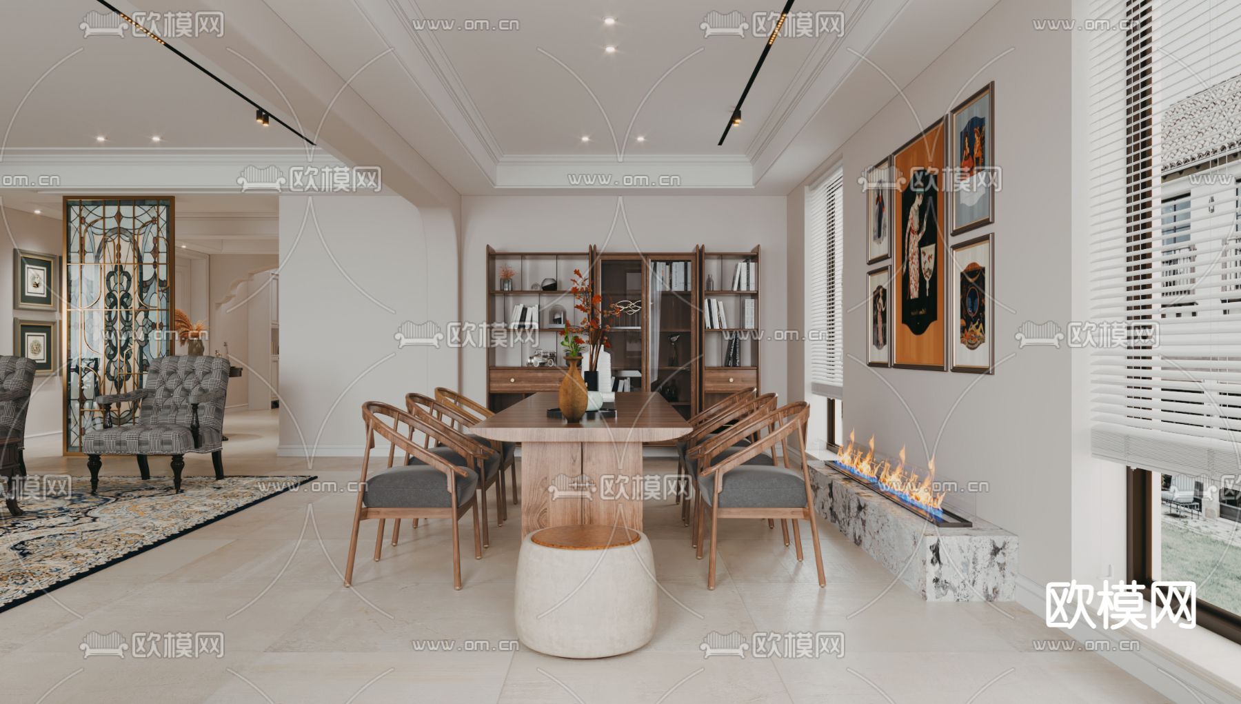 简欧茶室3d模型下载