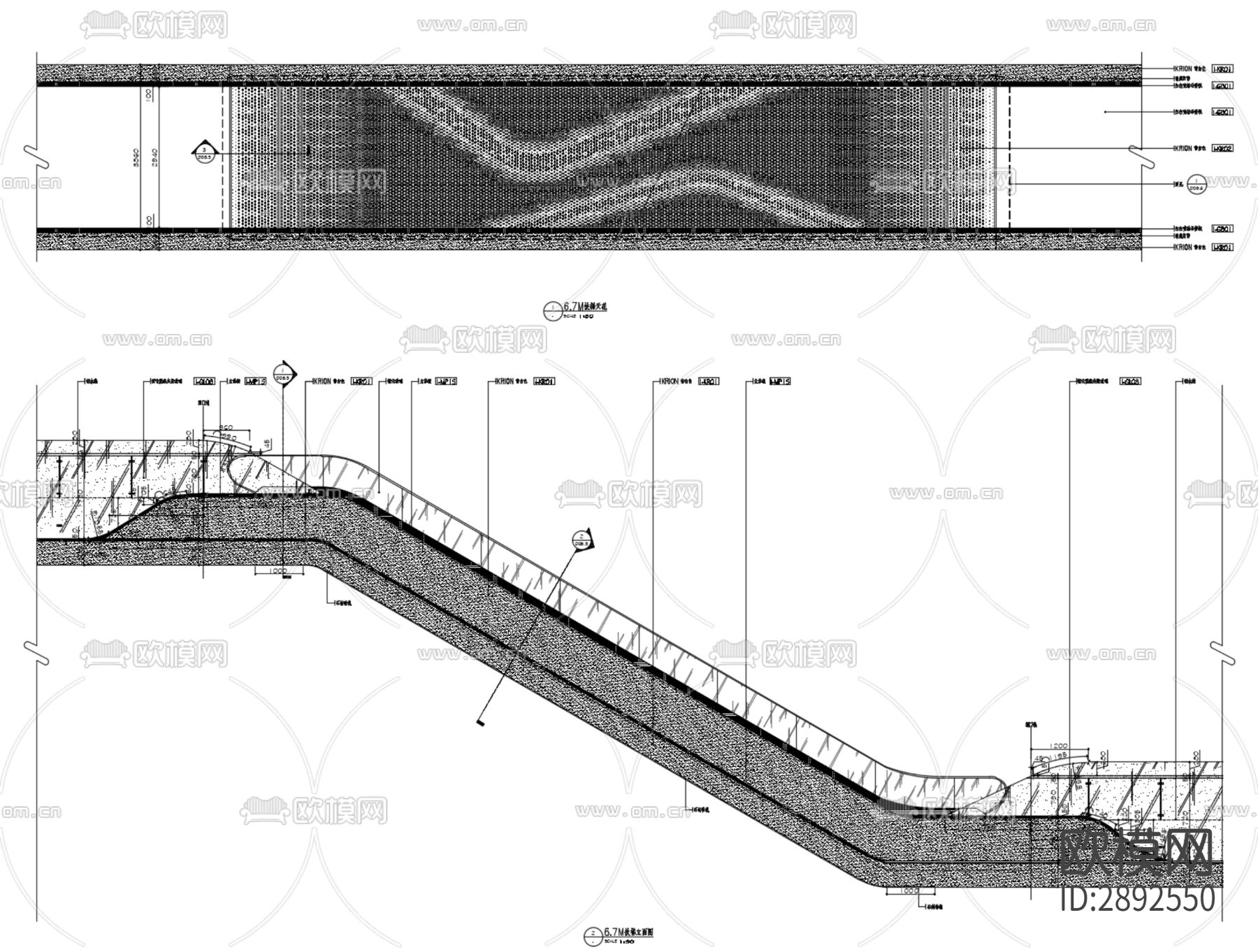 自动扶手电梯cad节点详图下载（渲染图9）