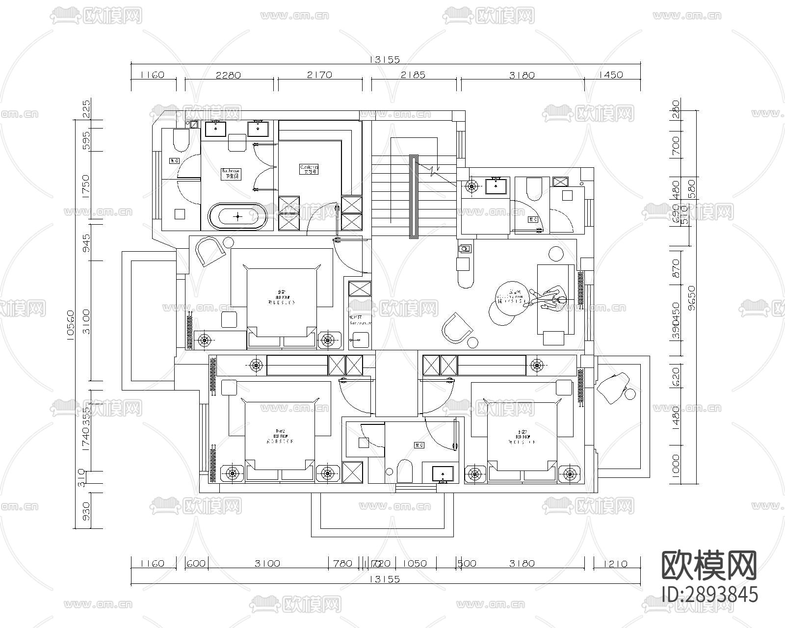 别墅cad施工图下载（渲染图9）