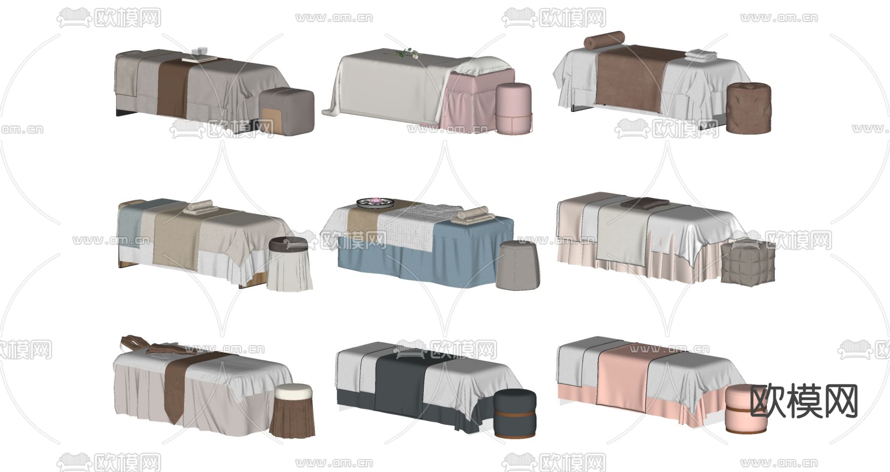 现代按摩床su模型下载（渲染图2）