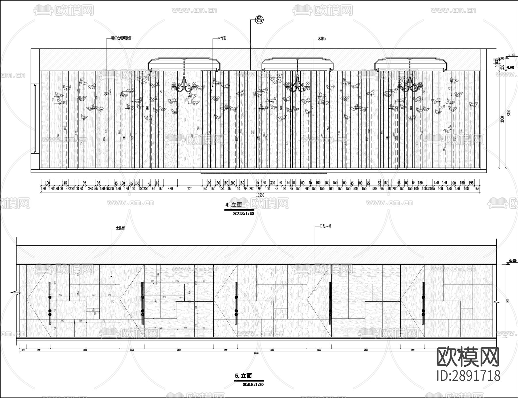 餐厅cad平面图下载（渲染图8）