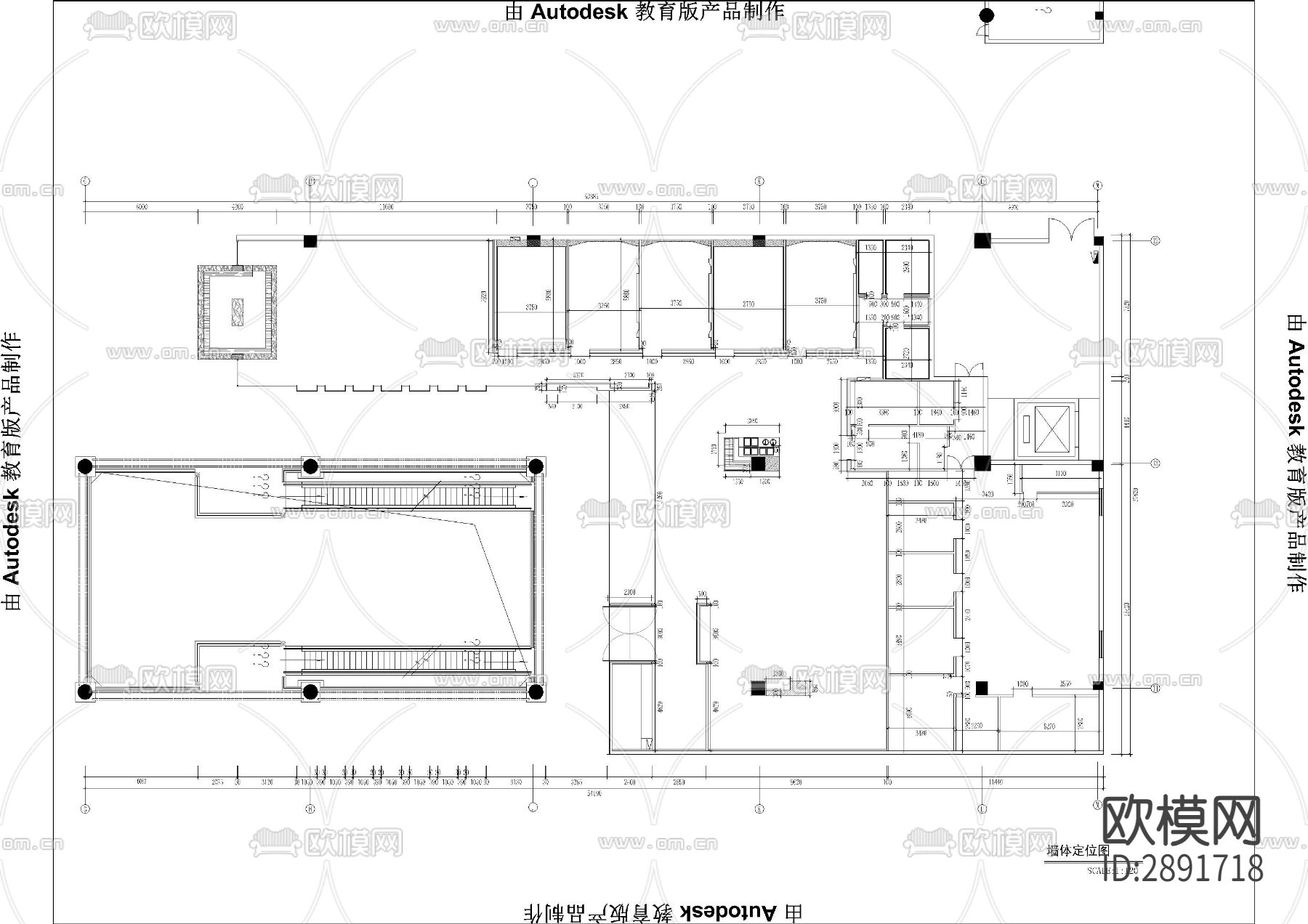 餐厅cad平面图下载（渲染图1）