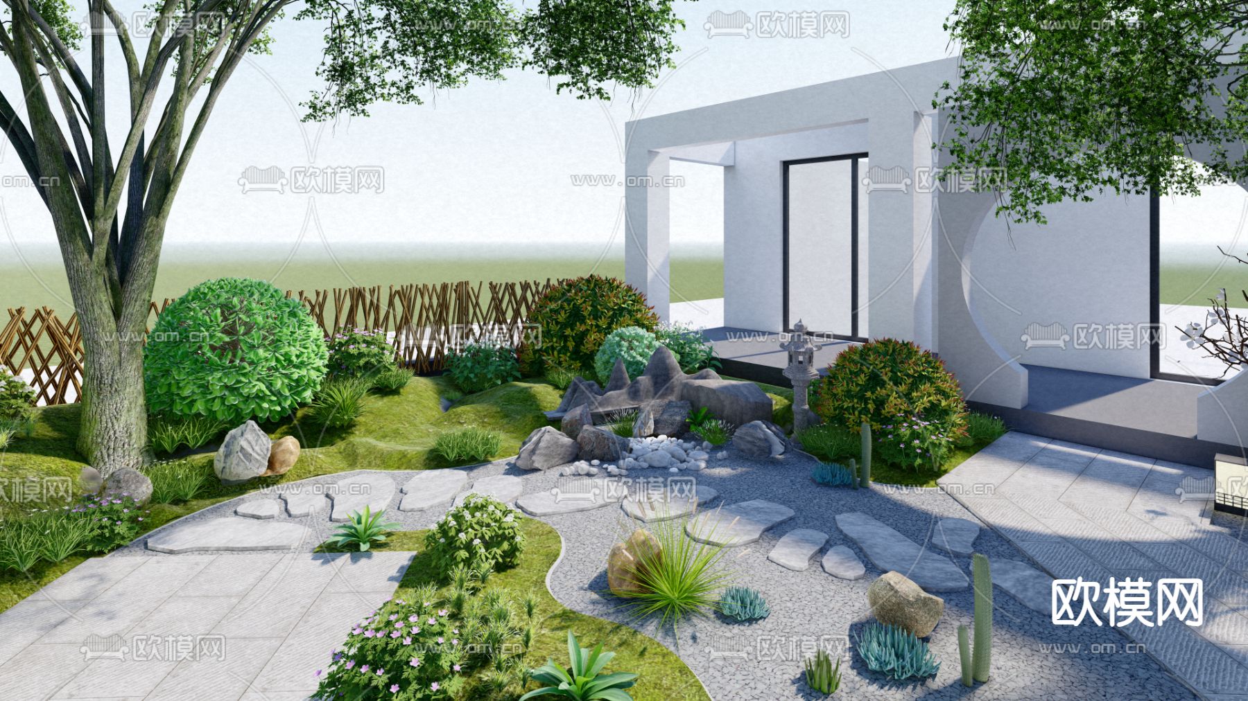 现代庭院su模型下载（渲染图2）