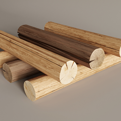  现代木头 干柱子 木梁su模型 